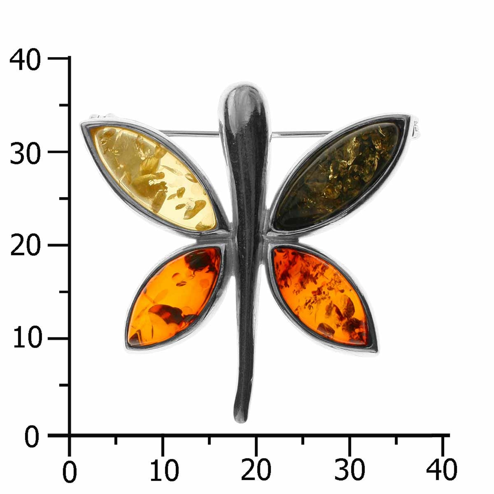 OSTSEE-SCHMUCK Brosche »- Schmetterling - Silber 925/000 - Bernstein«