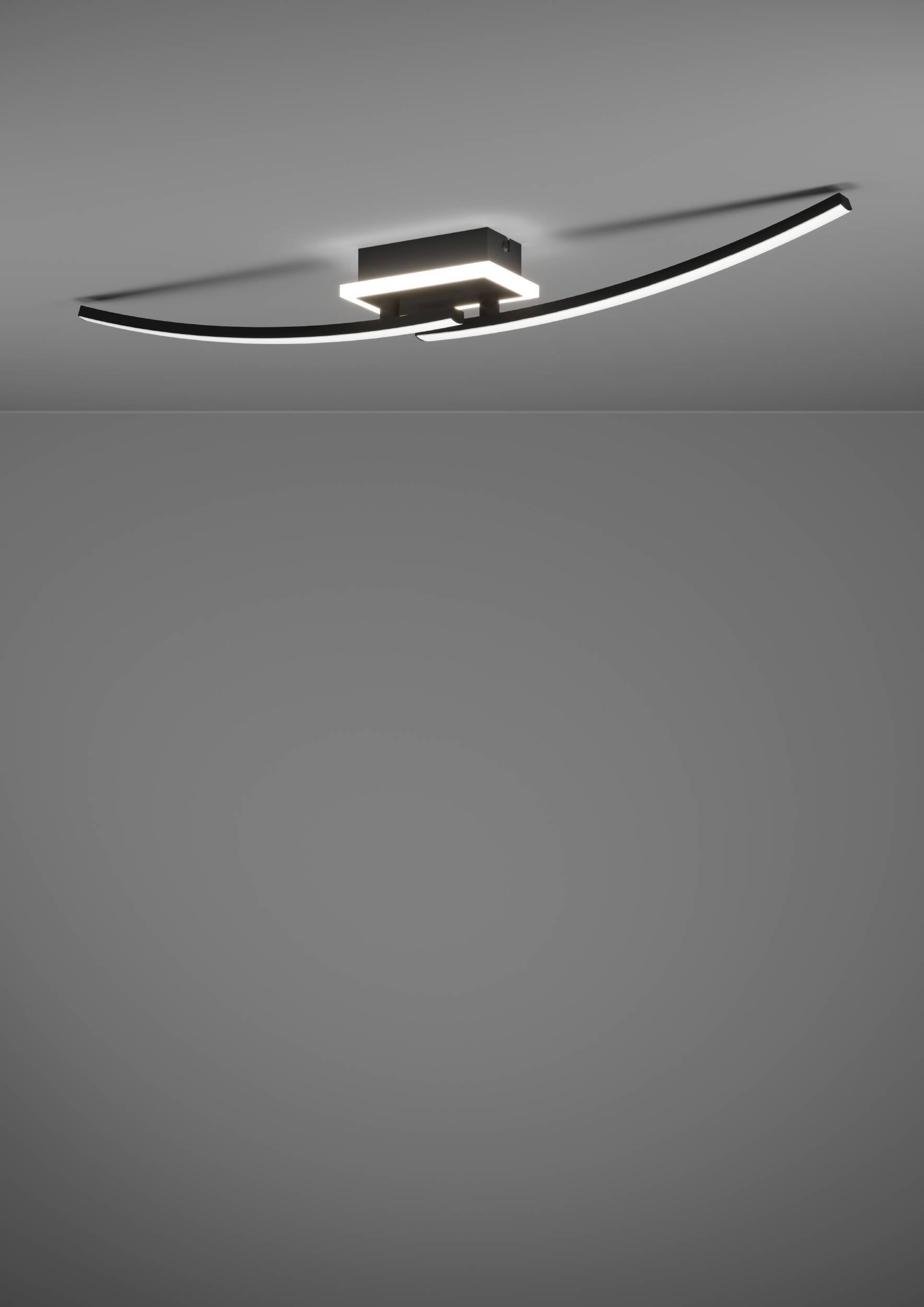 EGLO Deckenleuchte »Lungolago Deckenlampe, Bürolampe Decke aus Metall, Küchenlampe, Lampe« LED-Modul 1 Stk. Neutralweiß Wand-/Deckenleuchte - L74 x B14 x H6 cm - schwarz - 12W inkl.