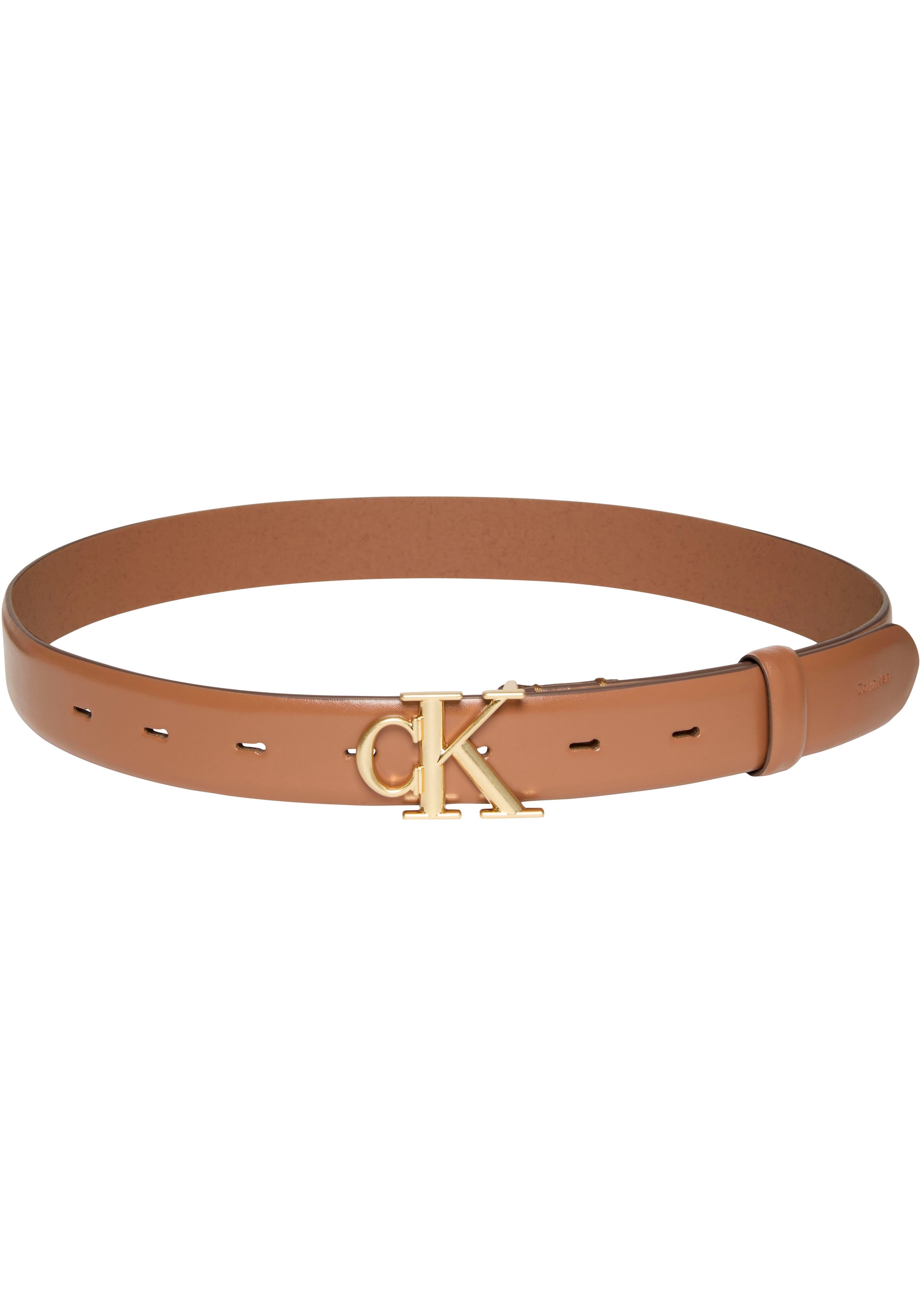 Calvin Klein Ledergürtel »ROUND CK BUCKLE 30MM BELT SMOOTH« Größenverstellbar mit Metallschließe