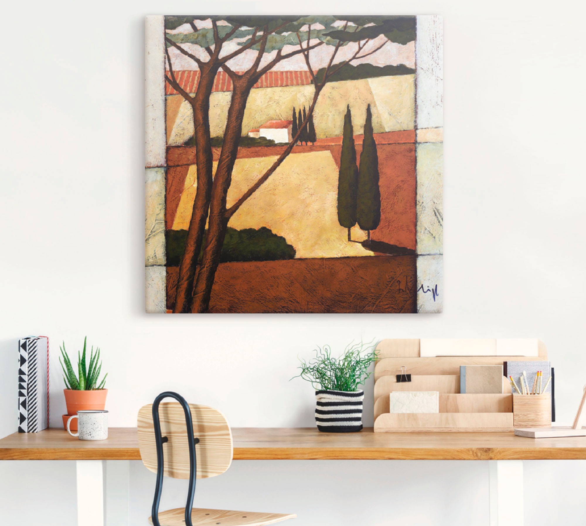 Artland Leinwandbild »Mediterrane Kornfelder IV«, Felder, (1 St.), auf Keilrahmen gespannt