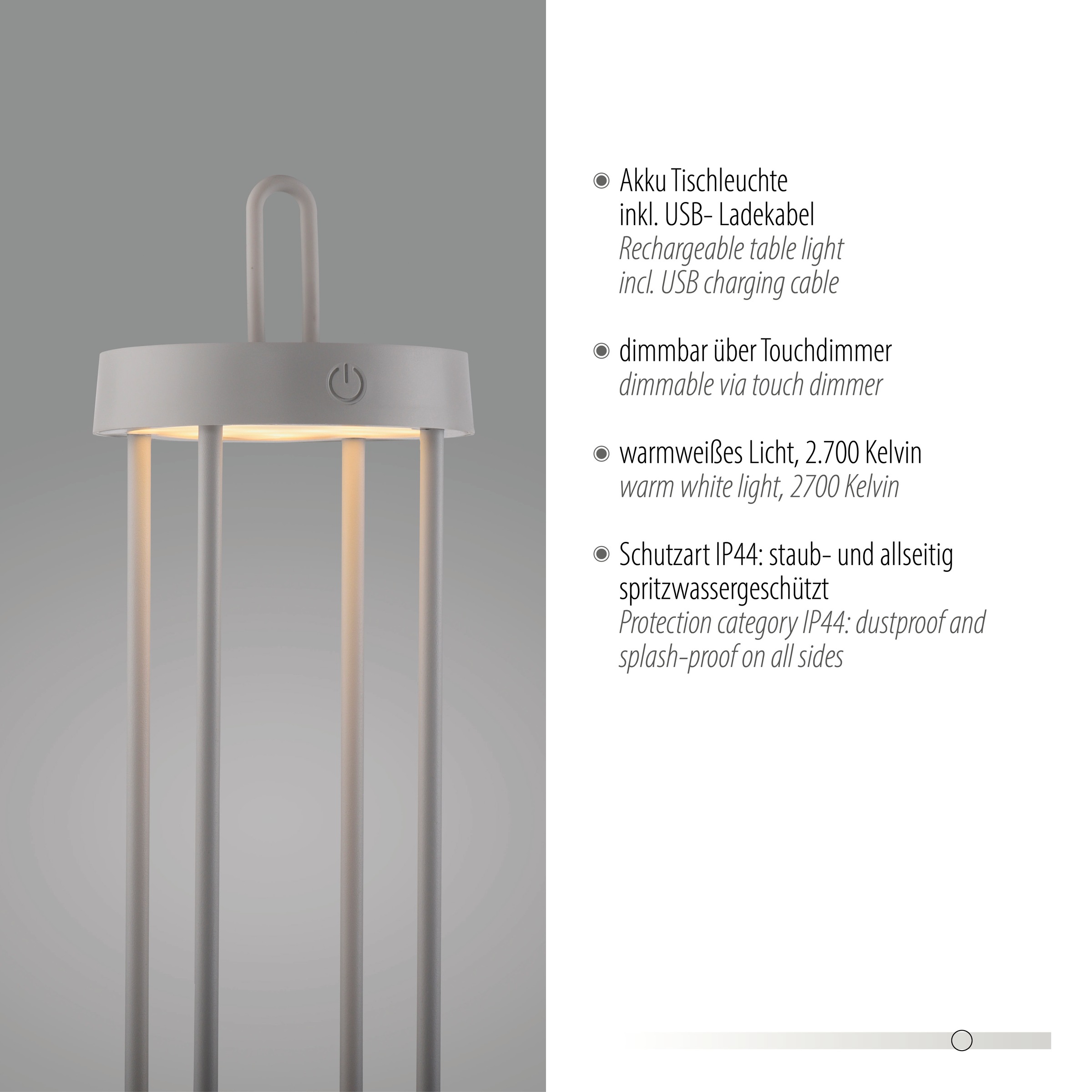 JUST LIGHT Stehlampe »ANSELM«, 1 flammig, Leuchtmittel LED-Modul | LED fest integriert, Akkuleuchte