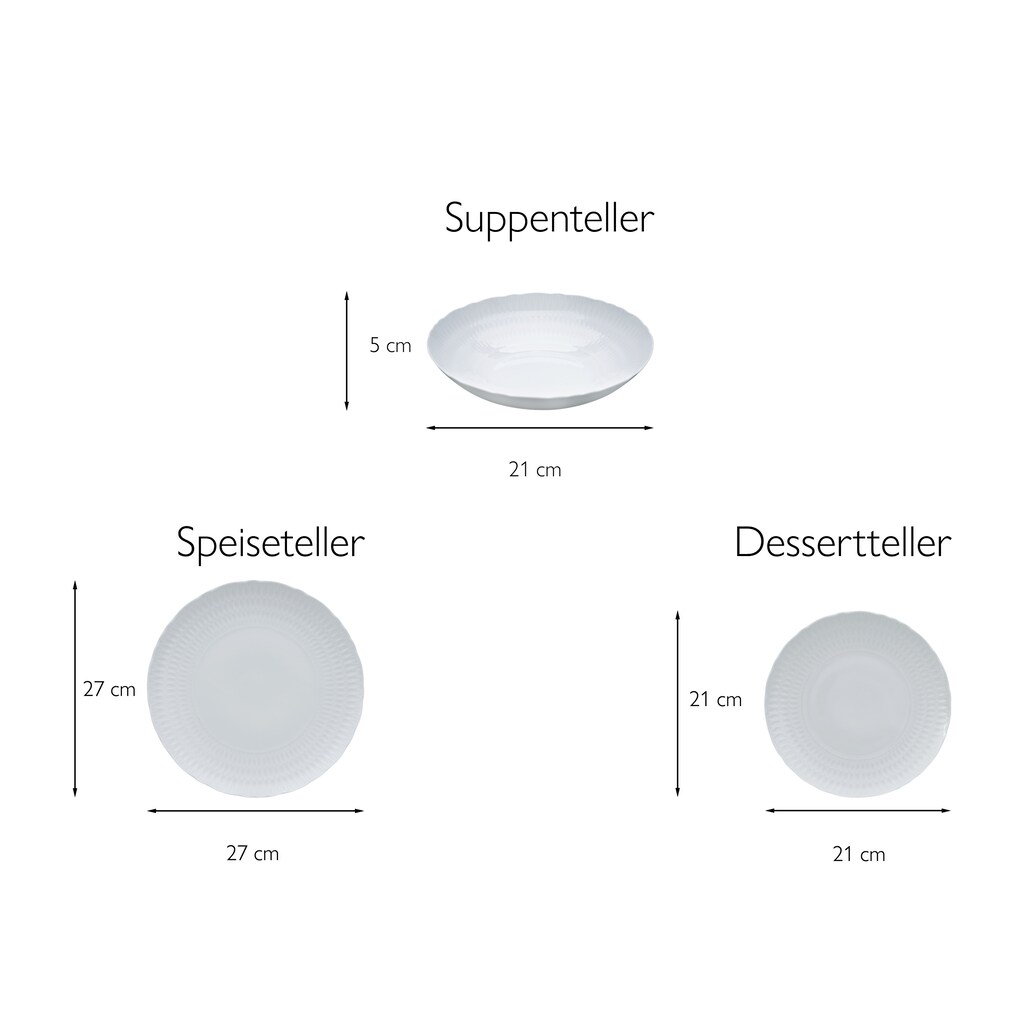 CreaTable Teller-Set »Geschirr-Set Sofia«, (Set, 12 tlg., Tafelservice für 4 Personen)