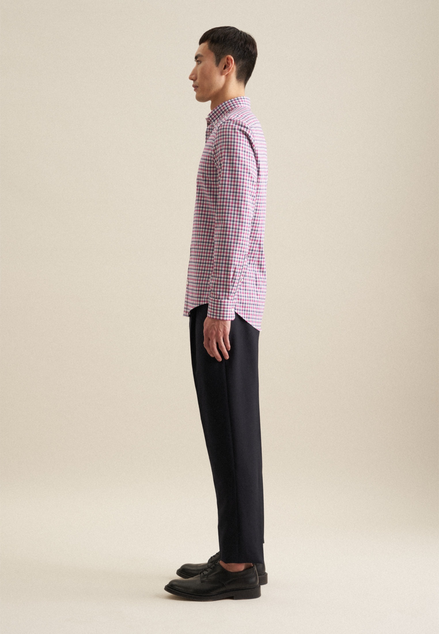 seidensticker Businesshemd »Slim«, Slim Langarm Button-Down-Kragen Karo