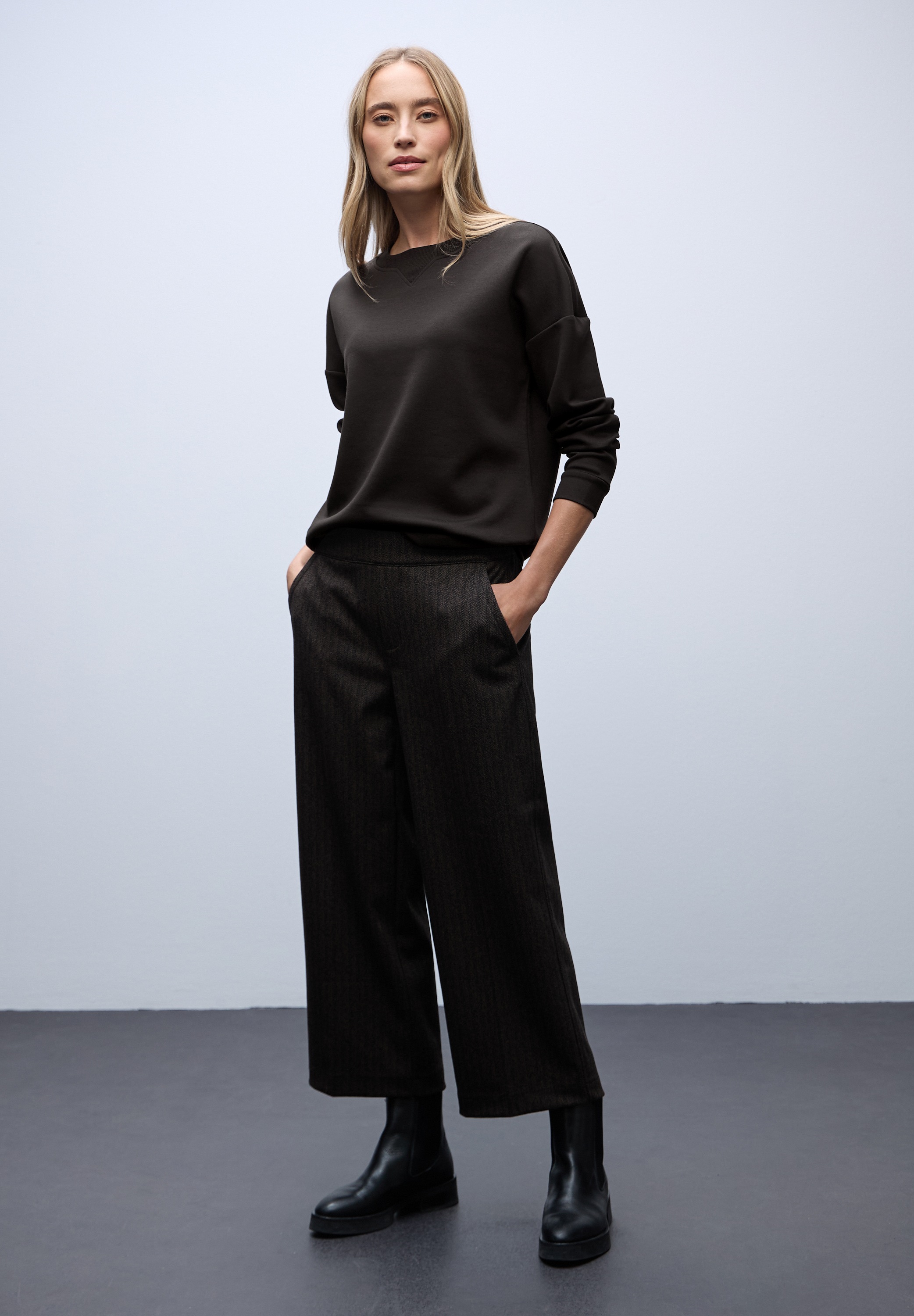 STREET ONE Sweater , Rundhals mit Ripp-Detail
