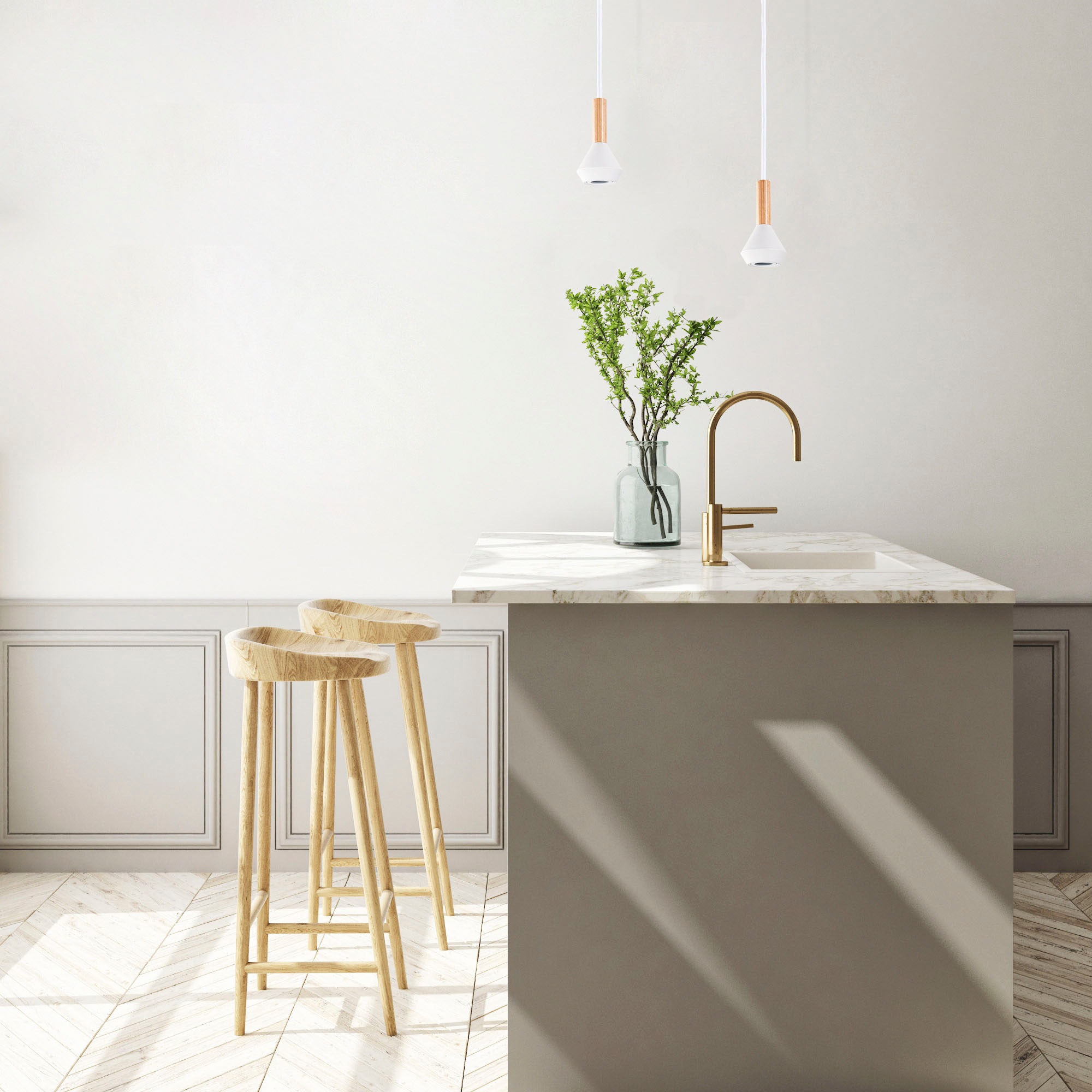 Paco Home Pendelleuchte »MORA«, Leuchtmittel GU10 | ohne Leuchtmittel, Wohnzimmer Esszimmer Klein Modern Holz Metall GU10 Küchenlampe