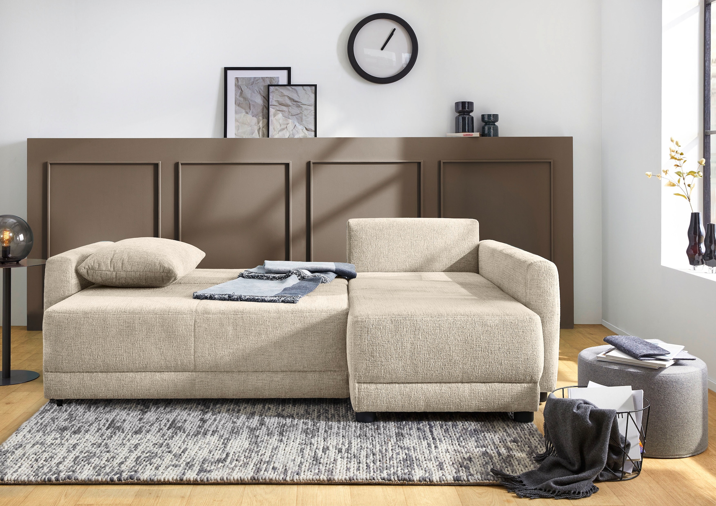 Jockenhöfer Gruppe Ecksofa »Venezia L-Form, B: 234 cm« mit Bettfunktion, Bettkasten & Zierkissen
