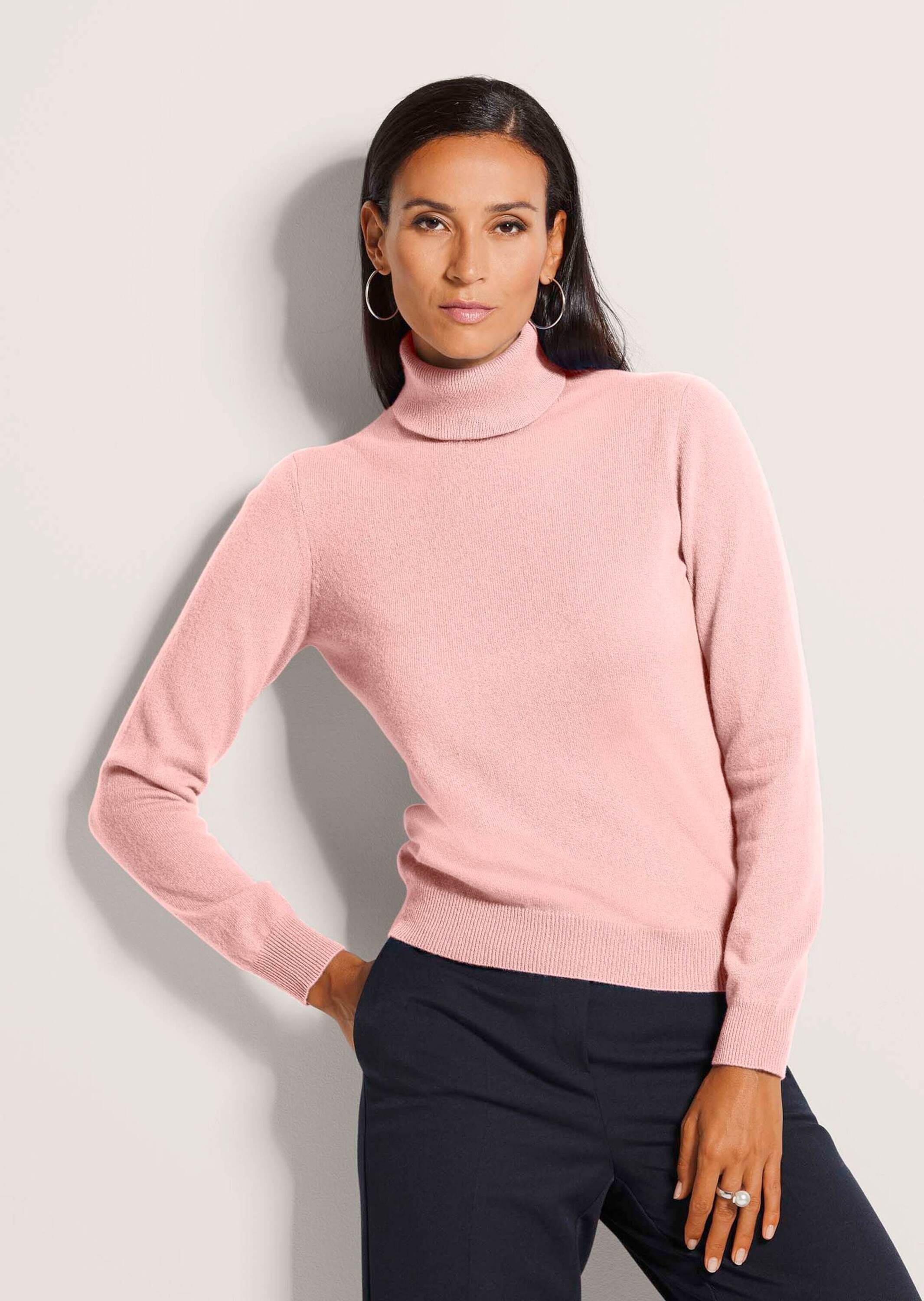 MADELEINE Longpullover »Kaschmirpullover Zeitloser Strickpullover mit geripptem Rollkragen«