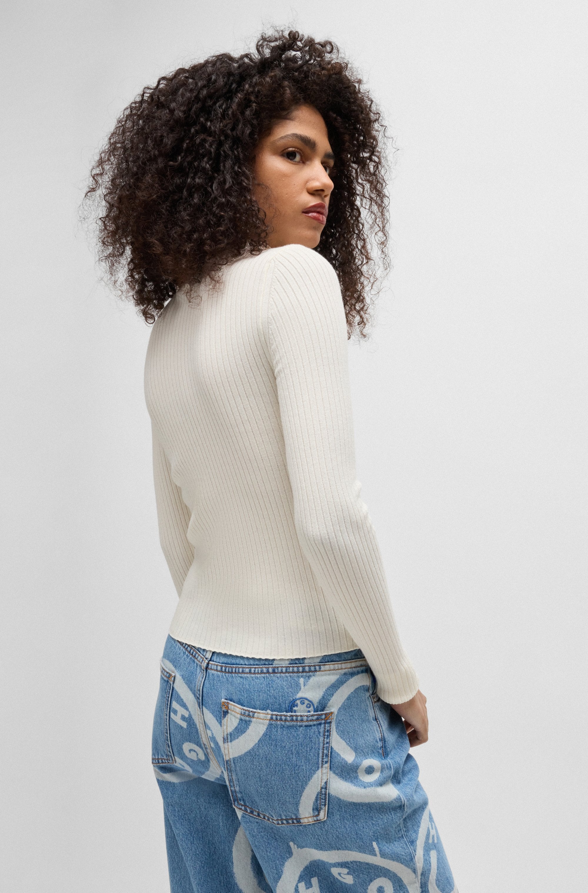 HUGO Blue Stehkragenpullover »Sarmie«, mit Label-Stitching
