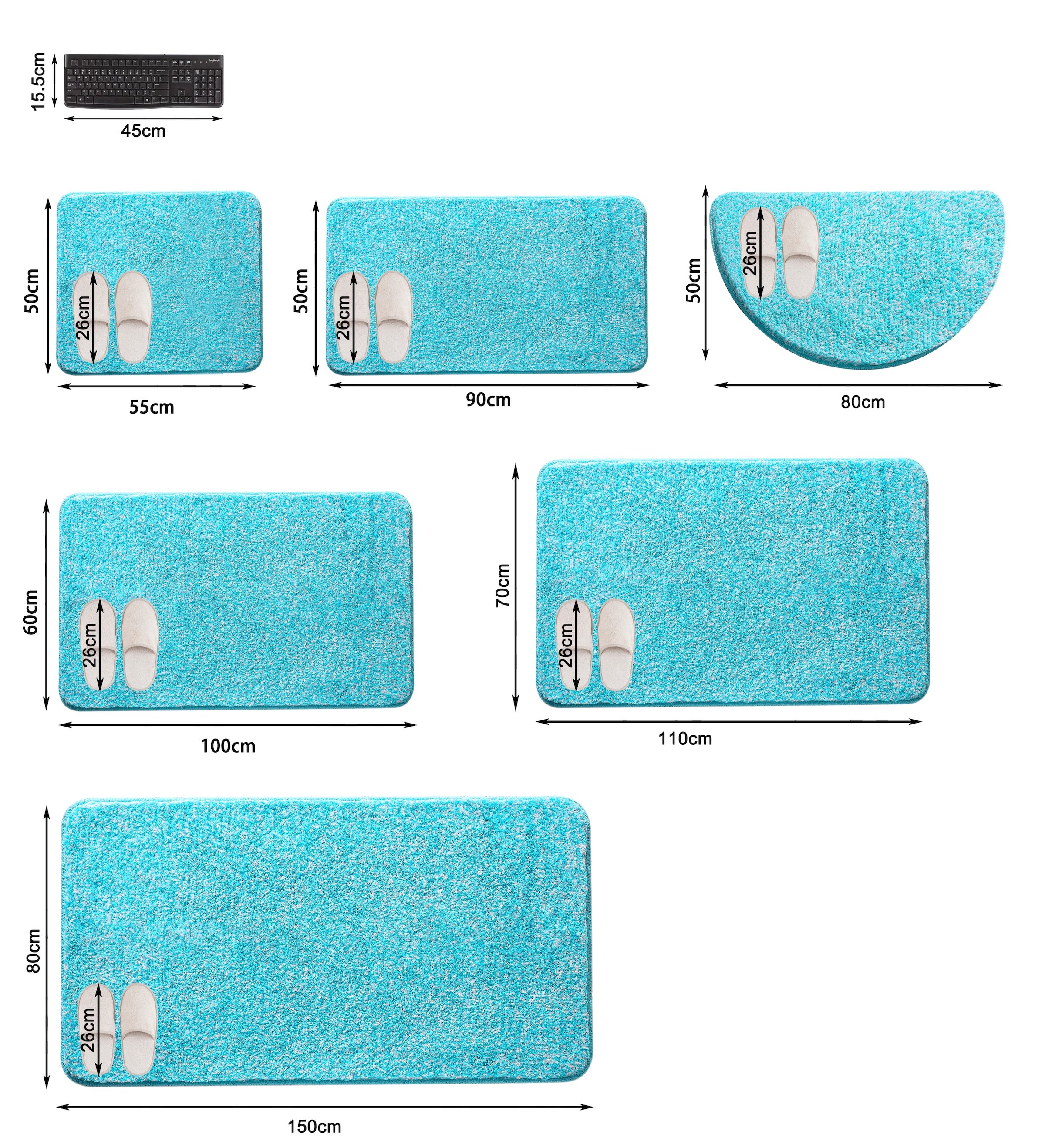 my home Badematte »Vanessa meliert, Badvorleger, Badezimmer Teppich, Duschvorleger« Höhe 20 mm rutschhemmend beschichtet strapazierfähig Badteppich, weiche Haptik, unifarben