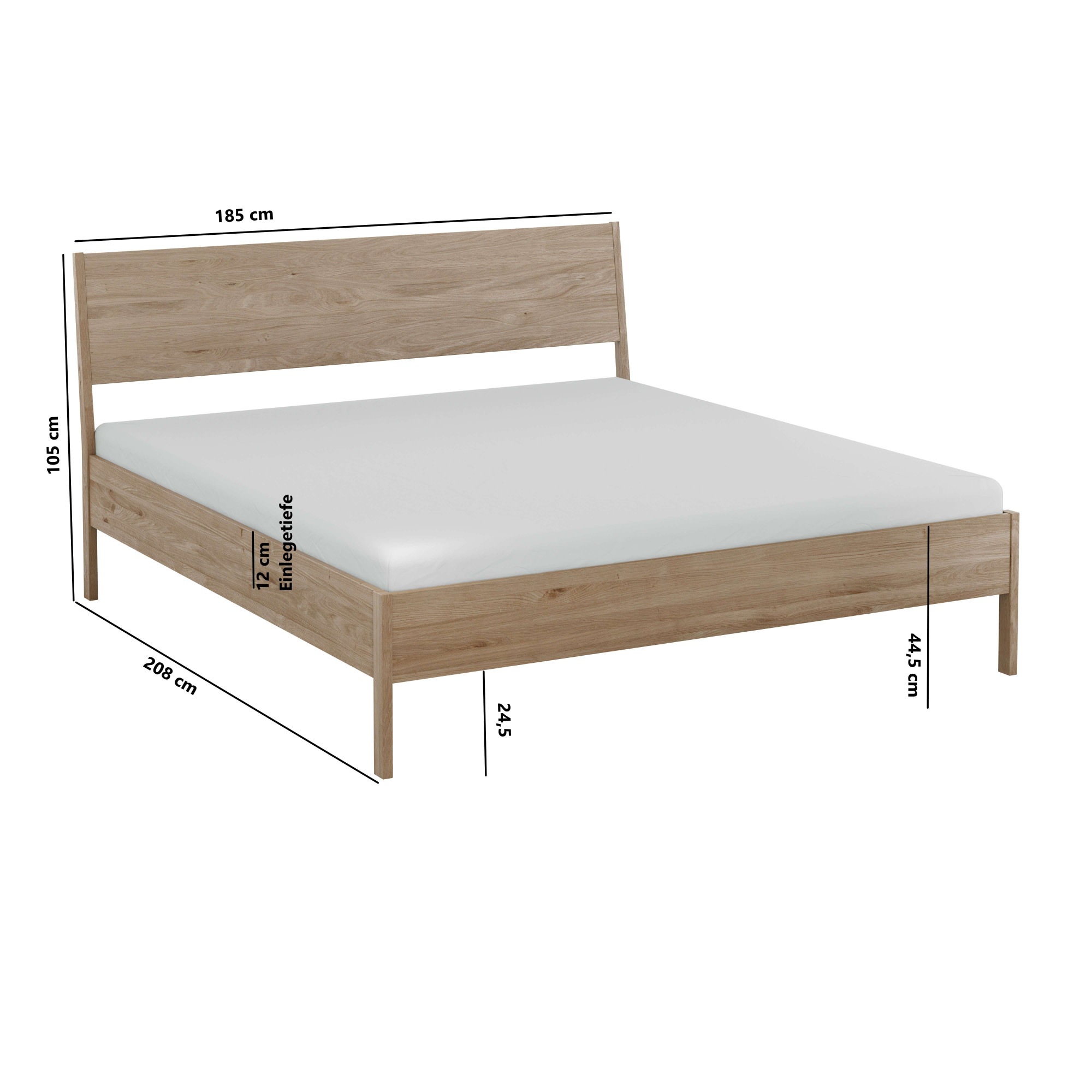 Home affaire Bett »Bettgestell Nord Eichefurnier – skandinavisch, minimalistisches Design« Holzbett im nordischen Stil mit warmer Holzoptik