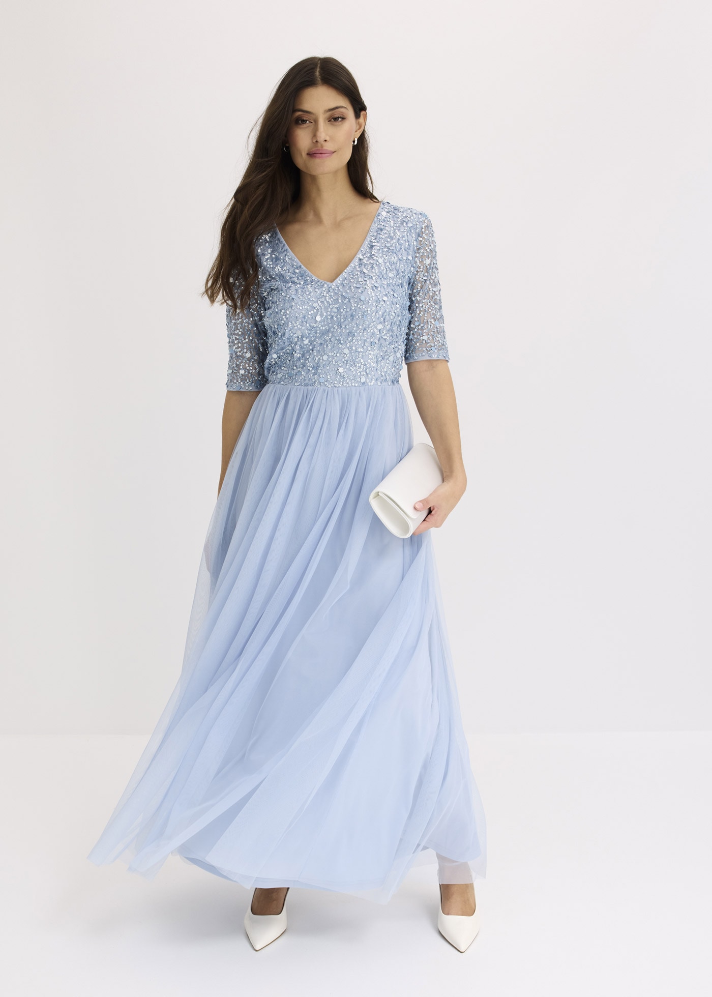 bonprix Abendkleid für festliche Anlässe, mit Tüll-Rock und Pailletten im Oberteil