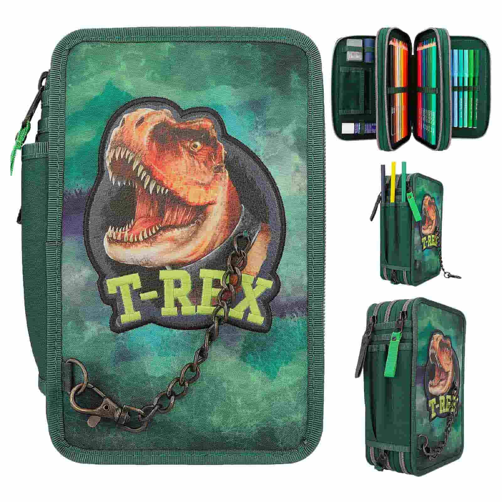 Depesche Buntstift »3-Fach Federtasche T-Rex Dino World 20 x 13 cm grün«