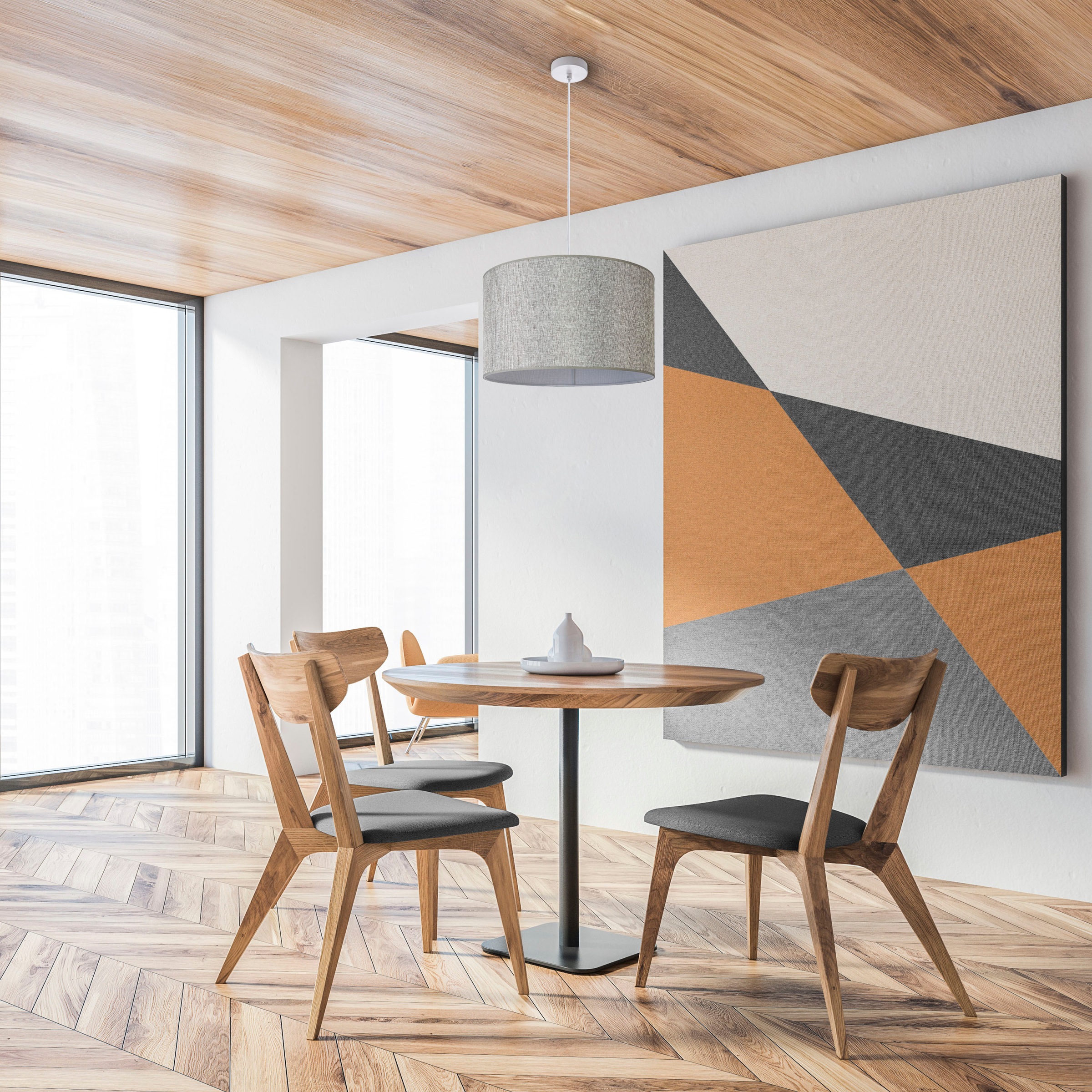 Paco Home Pendelleuchte »HUGO CANVAS UNI COLOR«, Leuchtmittel E27 | ohne Leuchtmittel, Wohnzimmer Stoff Lampenschirm Skandinavisch Uni Pendelleuchte Modern