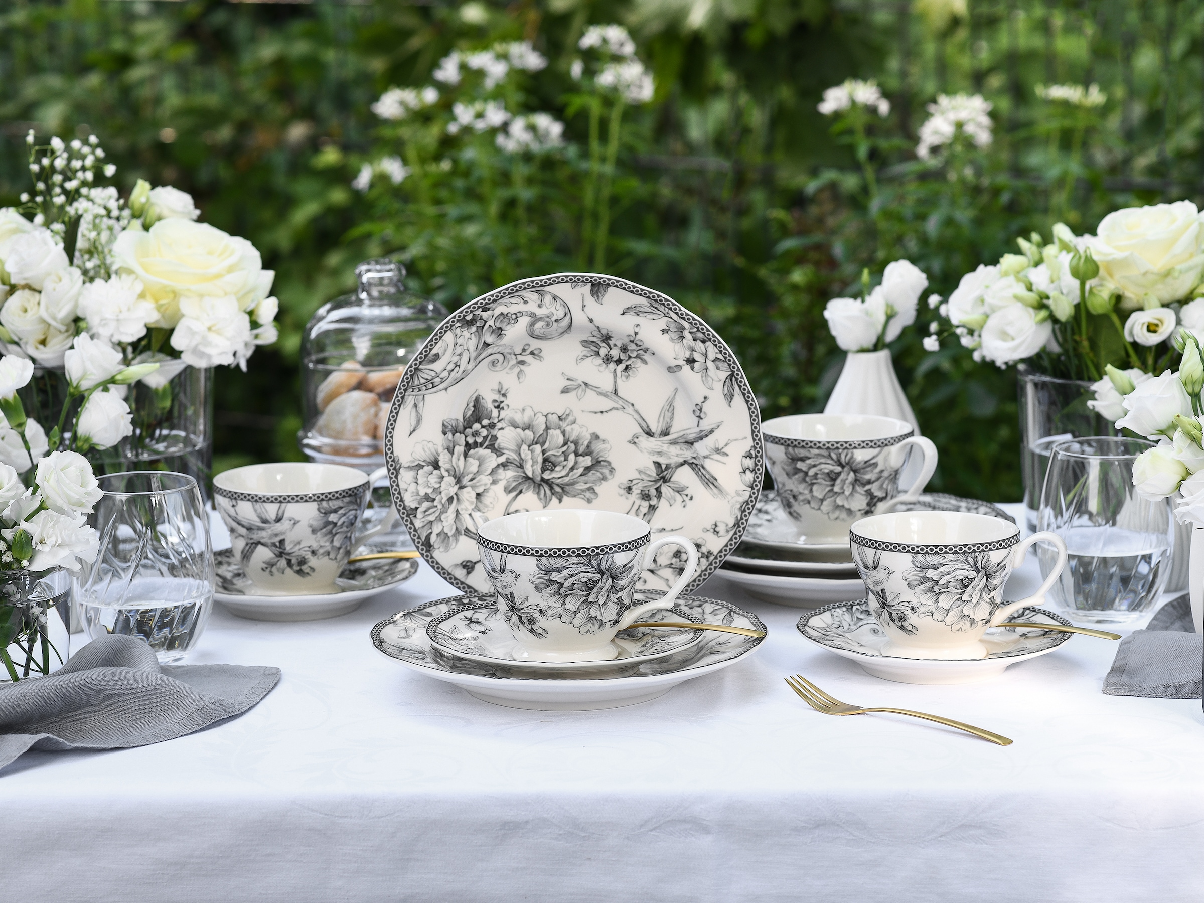 CreaTable Kaffeeservice »Adelaide, Service 12-tlg.« Nostalgischer Vintage Dekor, Elegante Form