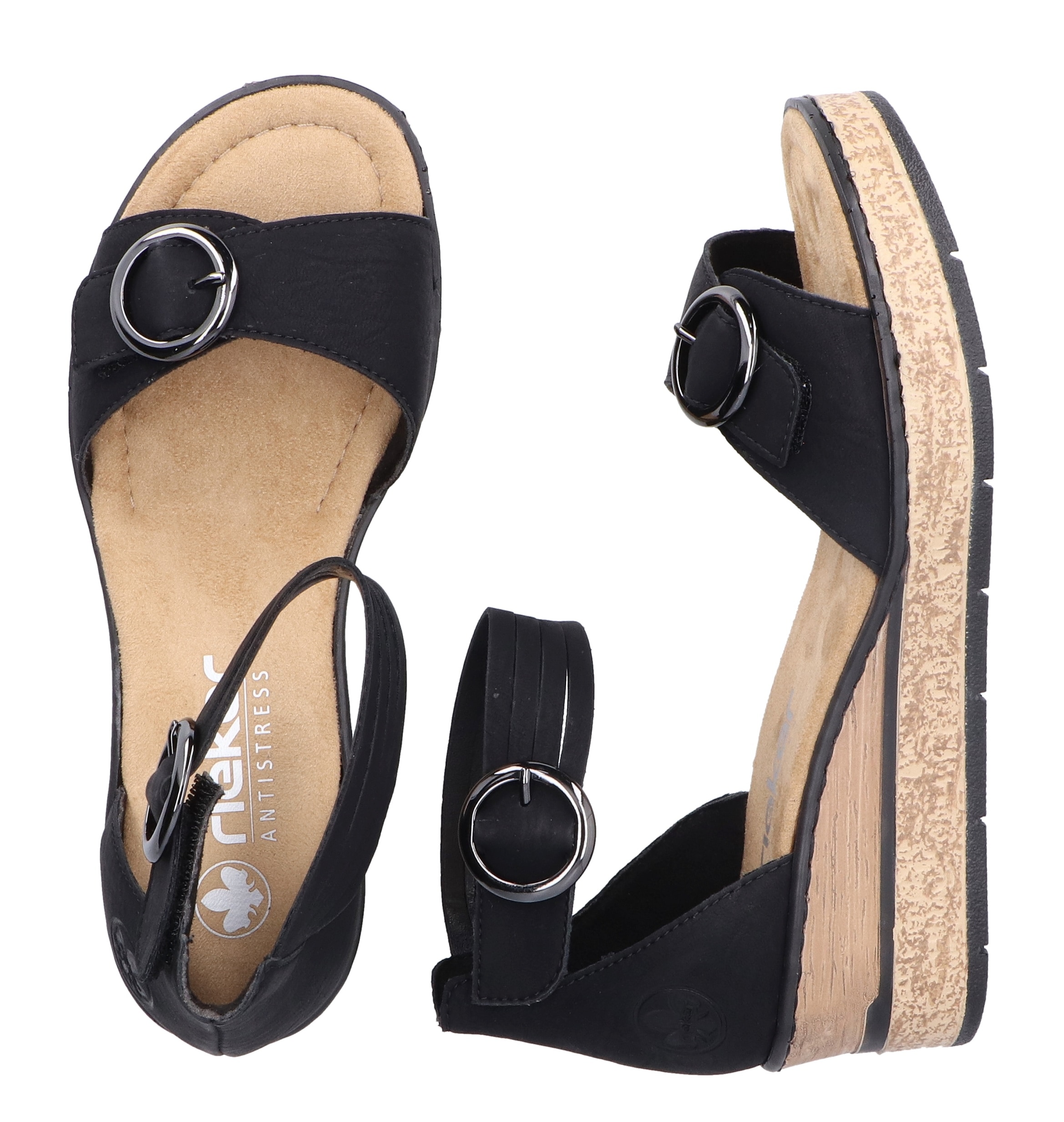 Rieker Keilsandalette  Sommerschuh, Urlaubsschuh, Sandale mit trendy Fesselriemchen