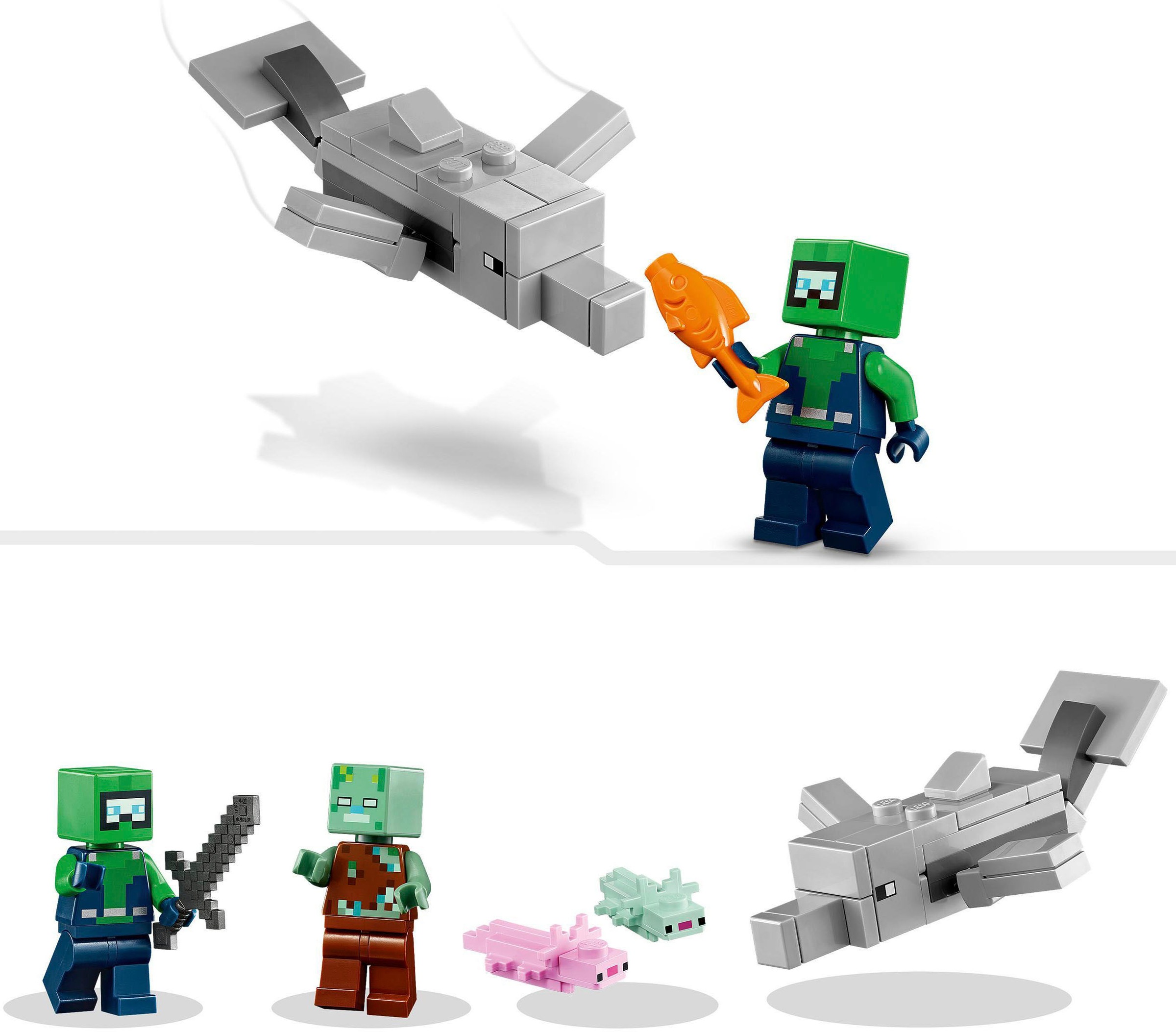 LEGO® Konstruktionsspielsteine »Das Axolotl-Haus (21247), LEGO® Minecraft«, (242 St.), Made in Europe