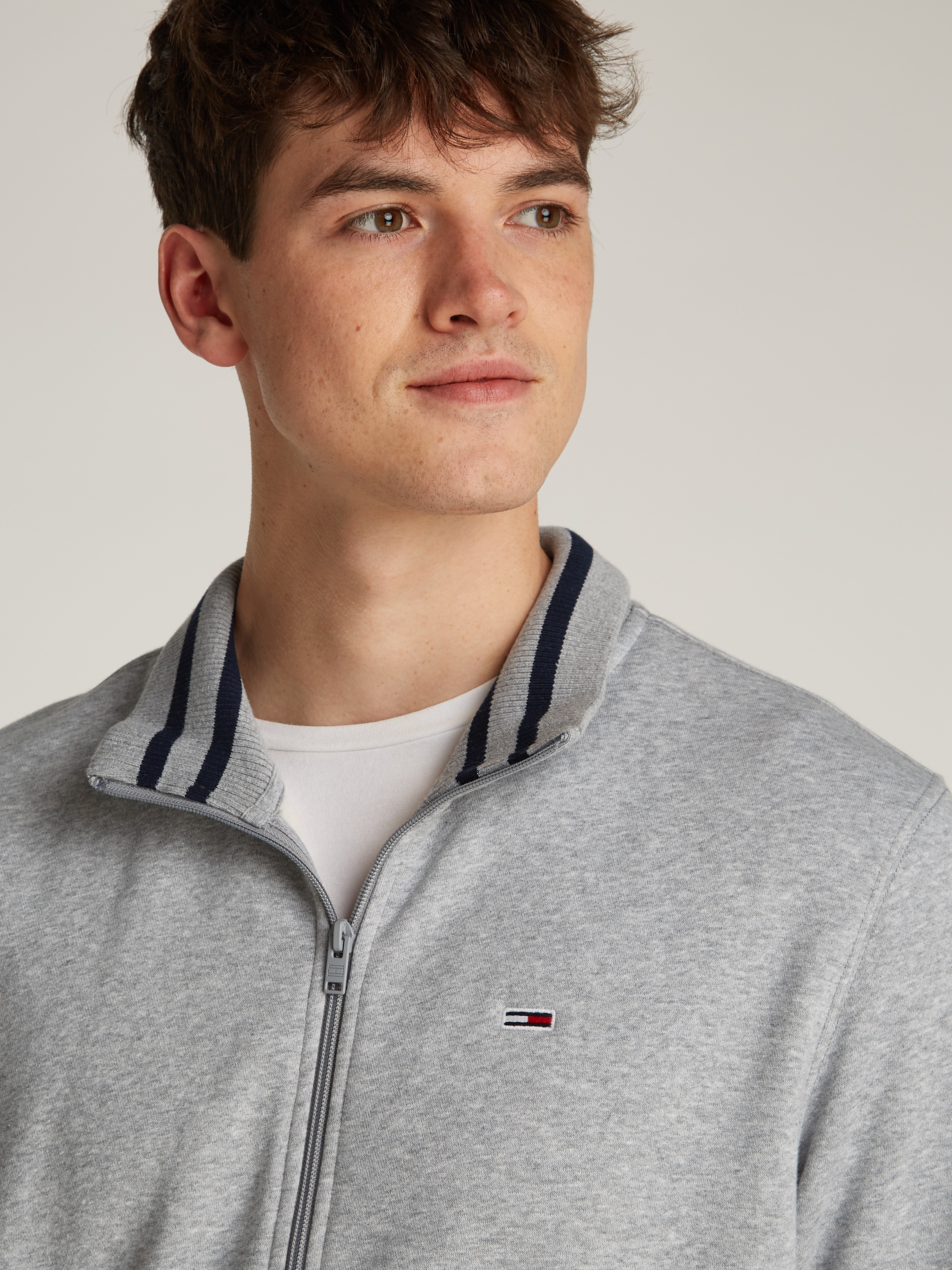 Tommy Jeans Sweatjacke »TJM REG FLEECE ZIP THRU EXT«, mit Logostickerei
