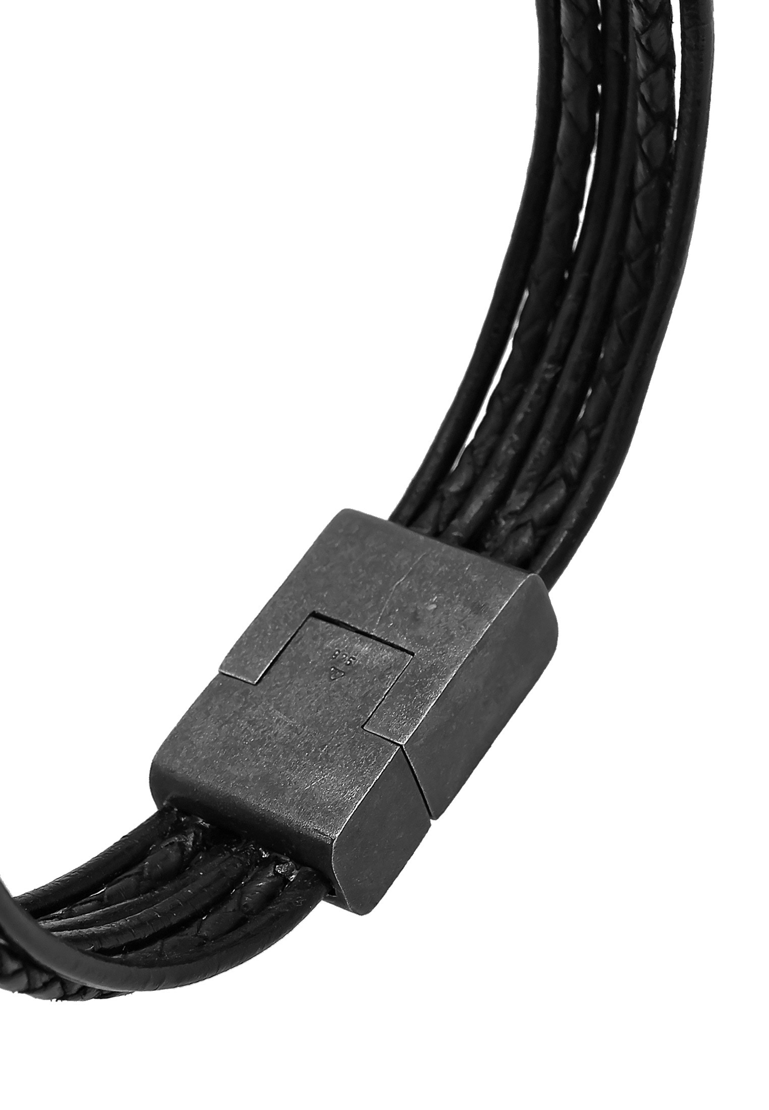 Kuzzoi Armband »Armband Leder 6-reihig Magnet Basic 925 Silber oxidiert«