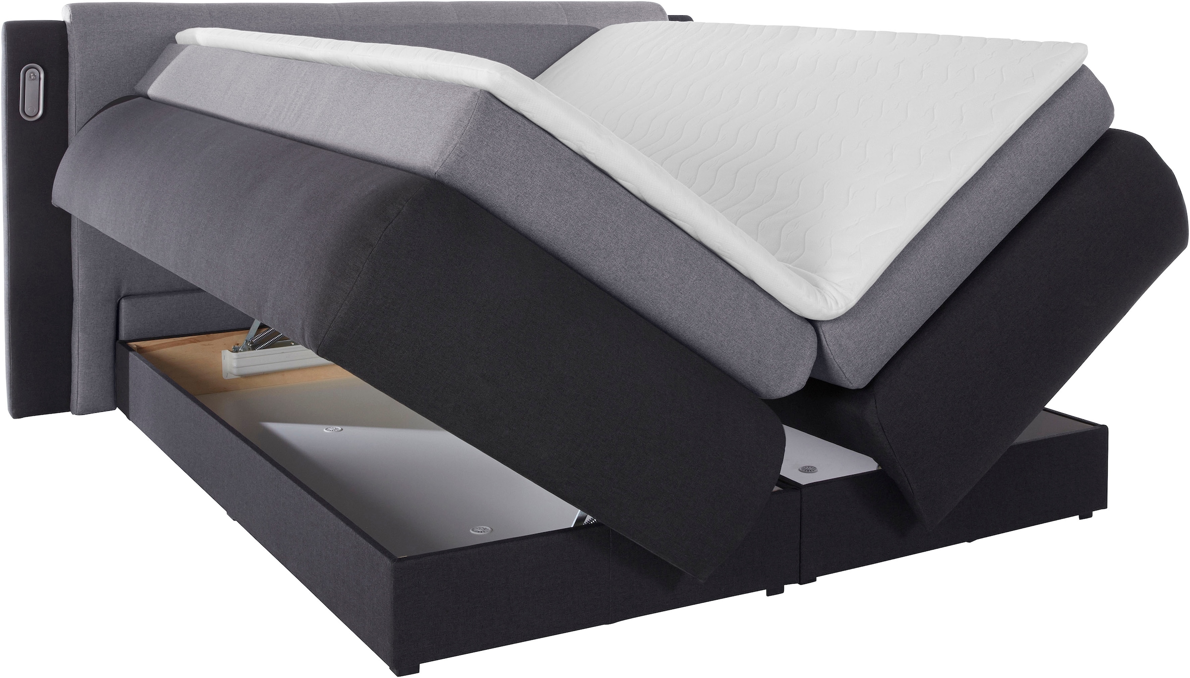 COLLECTION AB Boxspringbett »Borna«, inklusive Bettkasten, LED-Beleuchtung und Topper