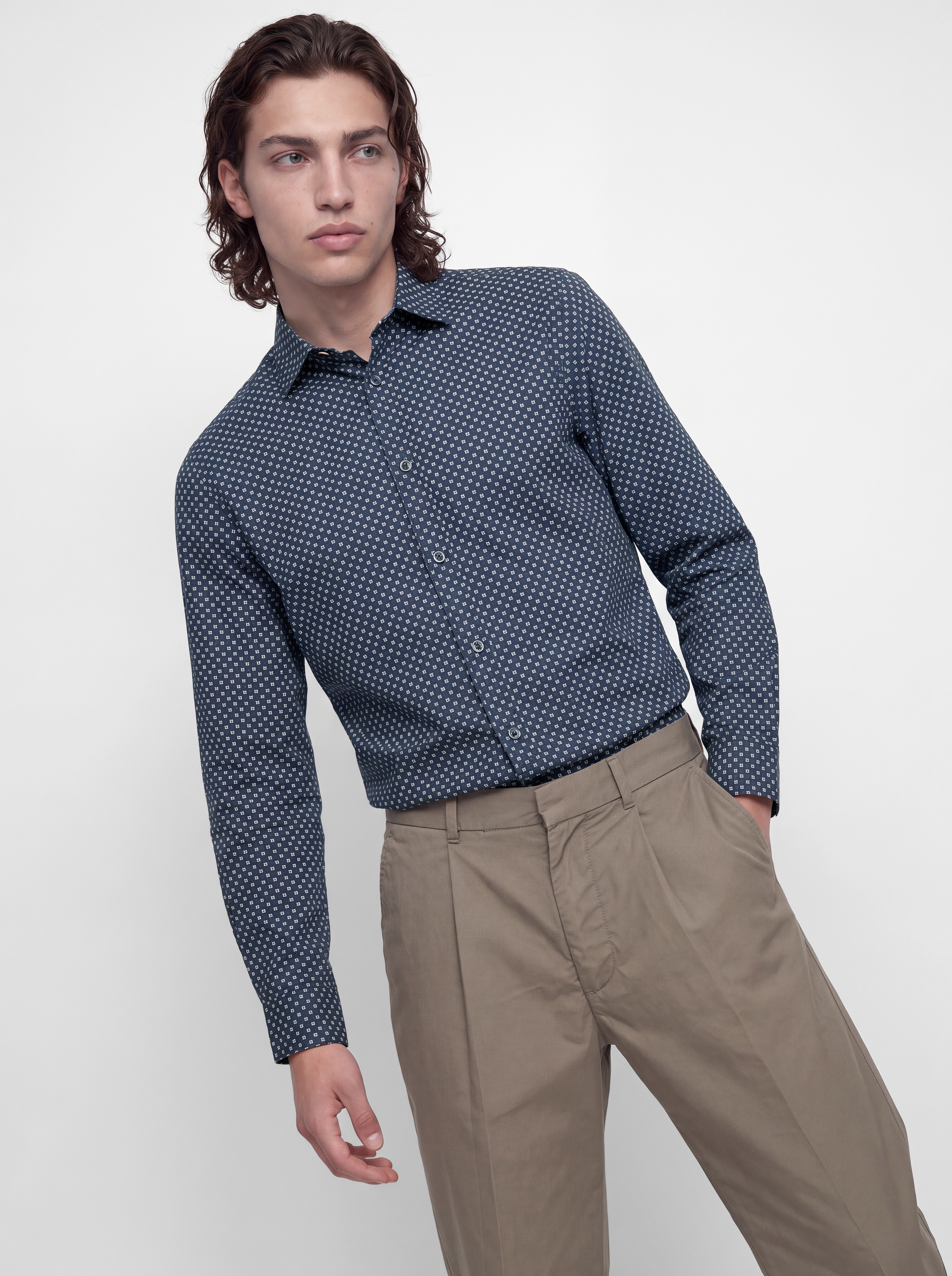 Jack & Jones Langarmhemd »JJMATHEO DETAIL PRINT SHIRT L/S« Baumwollmischung, slim fit