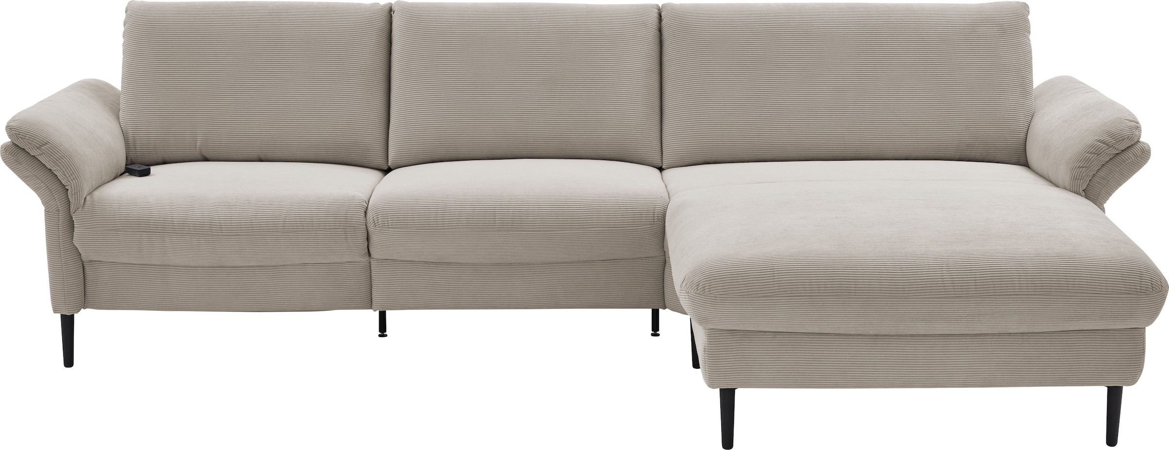 Places of Style Ecksofa »Sarsina: mit Tonnentaschen-Federkern, perfekt zum Entspannen L-Form«, inklusive 1 motorischen Relaxfunktion mit Herz-Waage-Beschlag