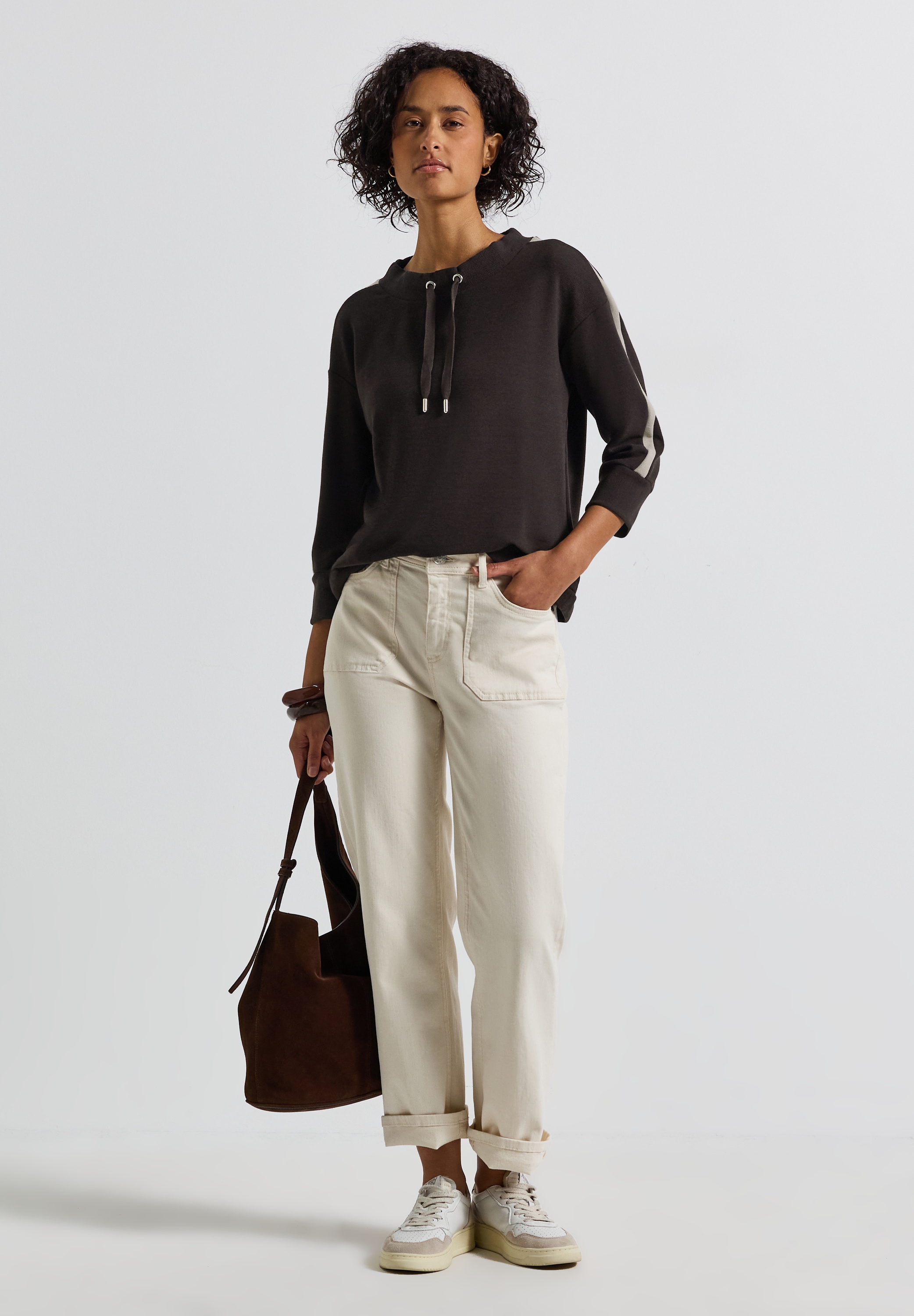 STREET ONE Kapuzensweatshirt, Ottoman Shirt mit Tape