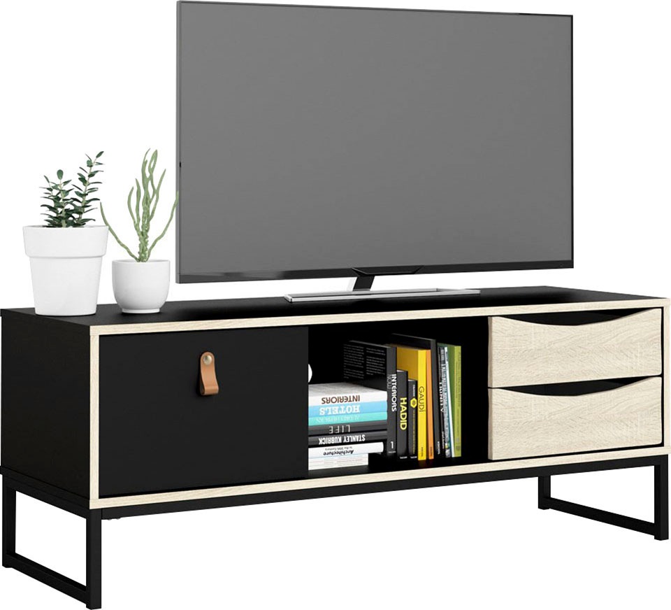 andas TV-Board »Stubbe«, TV-Kommode, Breite 117,2cm, 3 Schubkästen, 1 Ledergriff