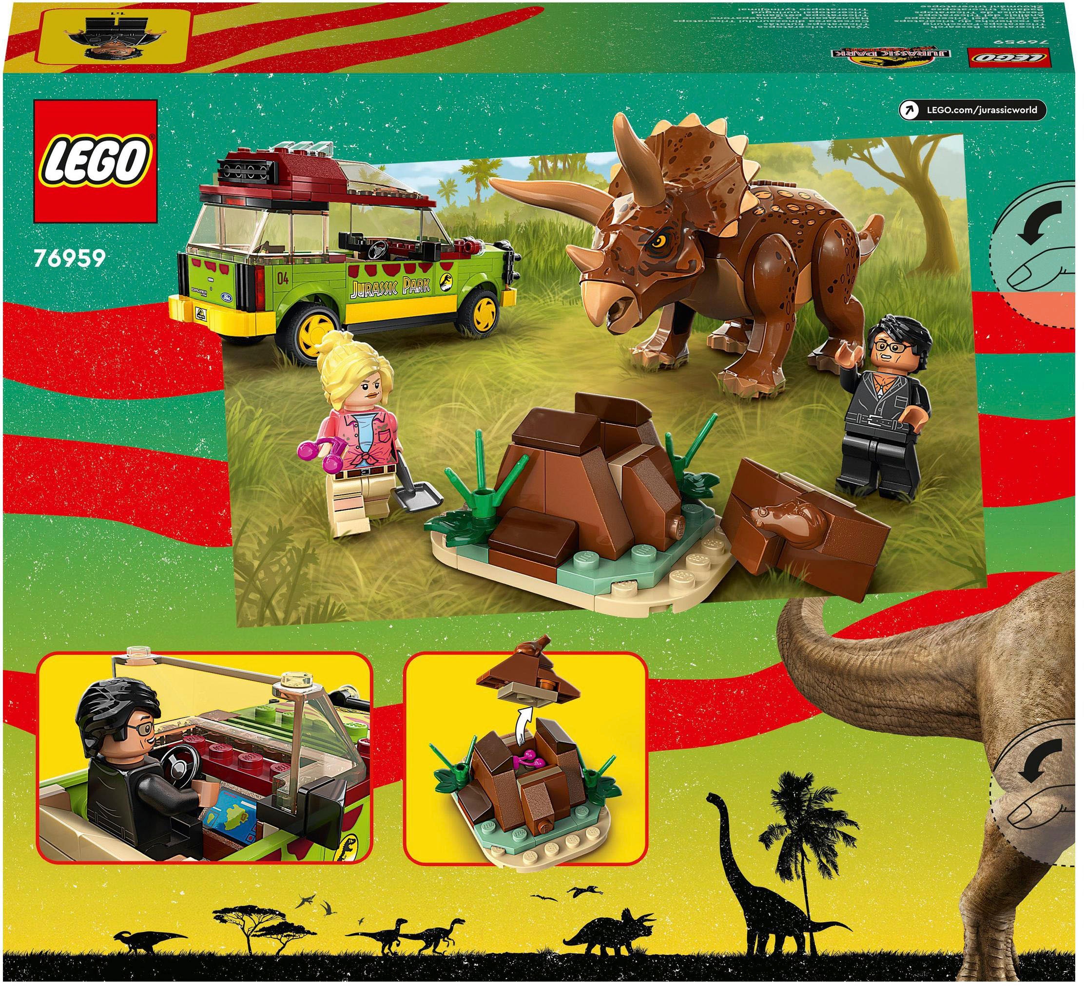 LEGO® Konstruktionsspielsteine »Triceratops-Forschung (76959), LEGO® Jurassic Park«, (281 St.), Made in Europe