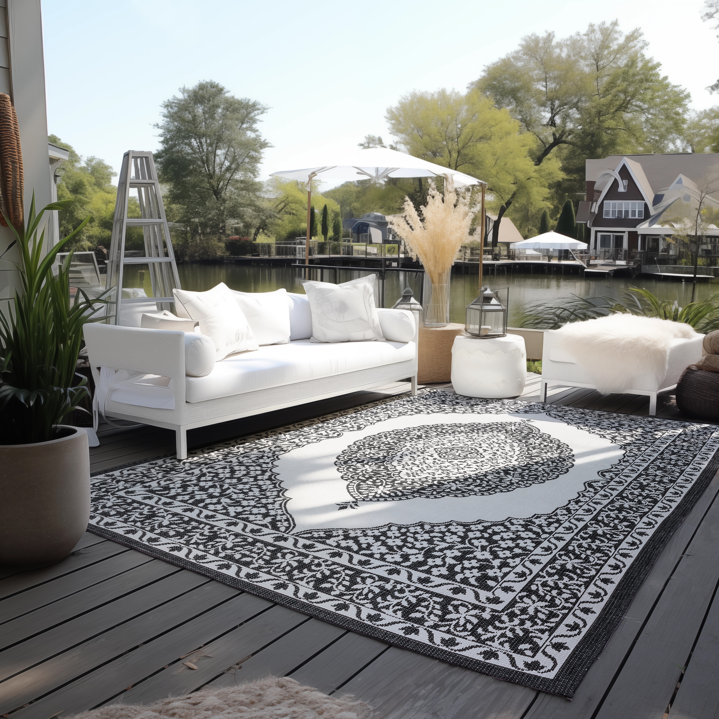 ELLE DECORATION Teppich »Meekly, In- und Outdoor«, rechteckig, 5 mm Höhe, Flachgewebe, In-& Outdoor, Modern, Wendeteppich, Balkon, Wohnzimmer