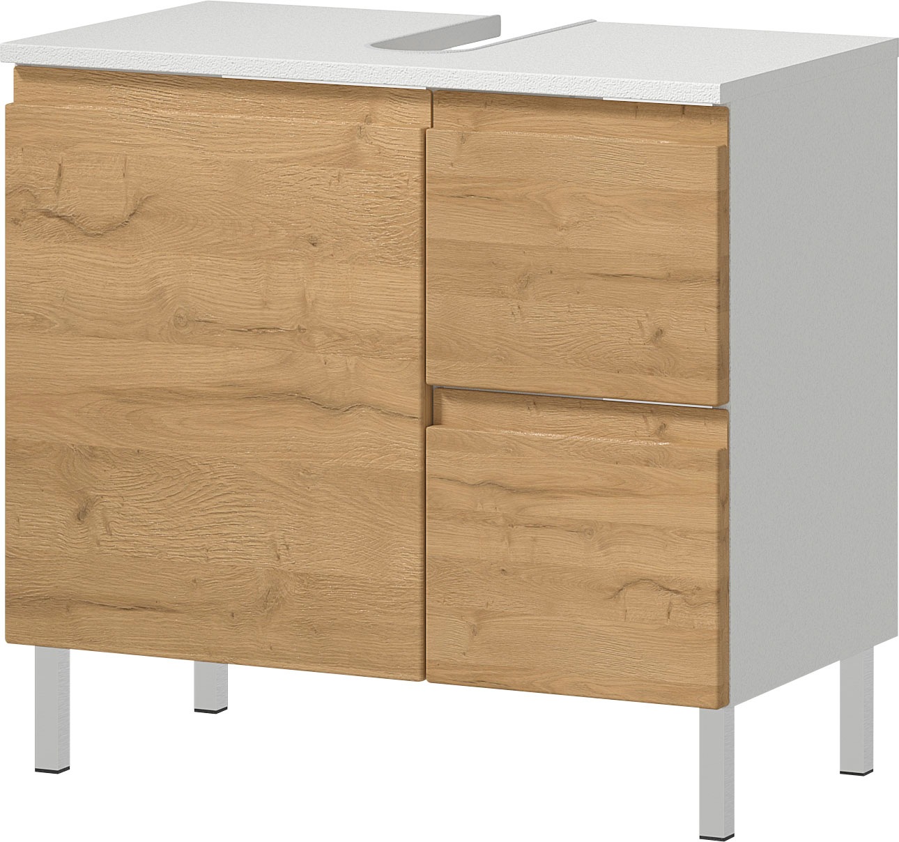 GERMANIA Badmöbel-Set »Torrance«, (3 St.), Waschbecken-Unterschrank, Spiegelschrank mit Beleuchtung und Kommode