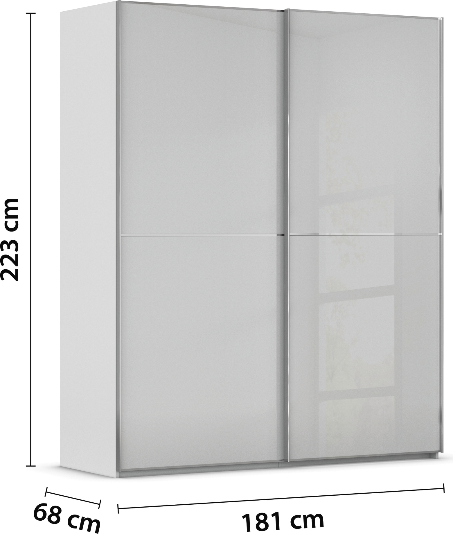 rauch Schwebetürenschrank »Kleiderschrank Schrank Garderobe Schlafzimmerschrank SCALE-DUO« edle zweigeteilte Türen Glas-Front mit 3 Zierleisten MADE IN GERMANY