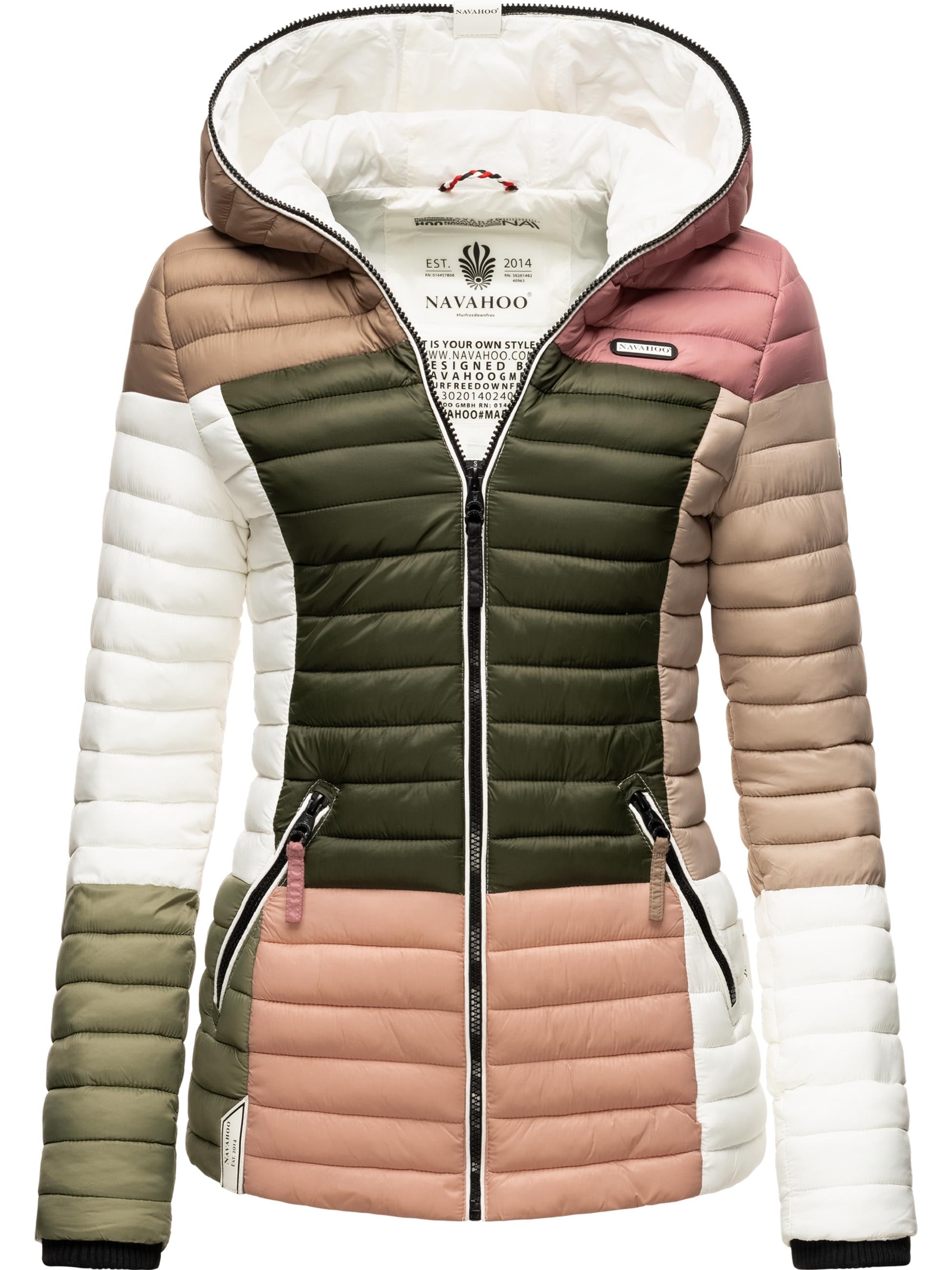 Navahoo Steppjacke »Steppjacke Multikulti«, mit Kapuze, stylische Colorblocking Übergangsjacke m. Kapuze