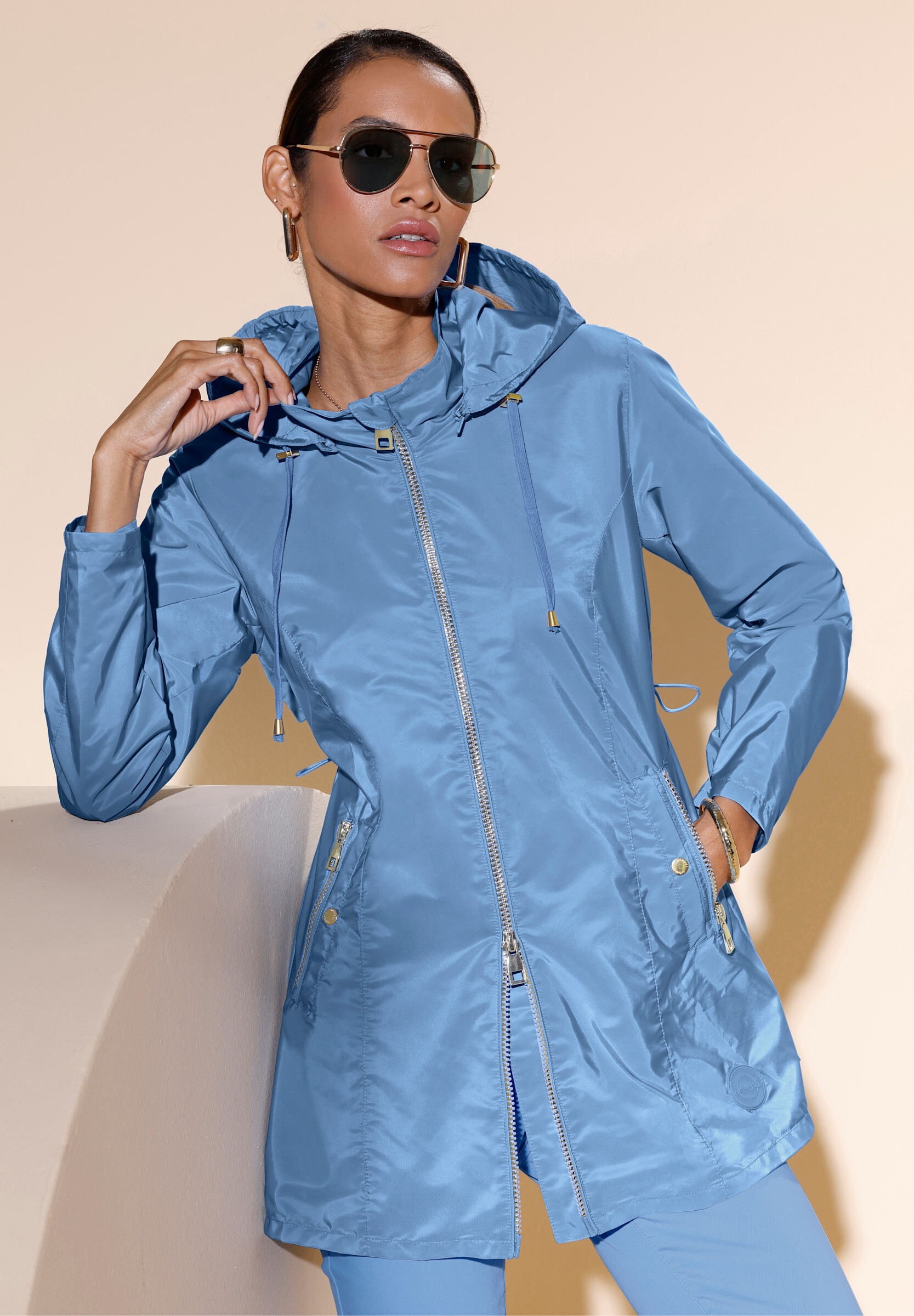 creation L Kurzjacke »Jacke Übergangsjacke mit Tunnelzug auf Taillenhöhe hinten« Abnehmbare Kapuze