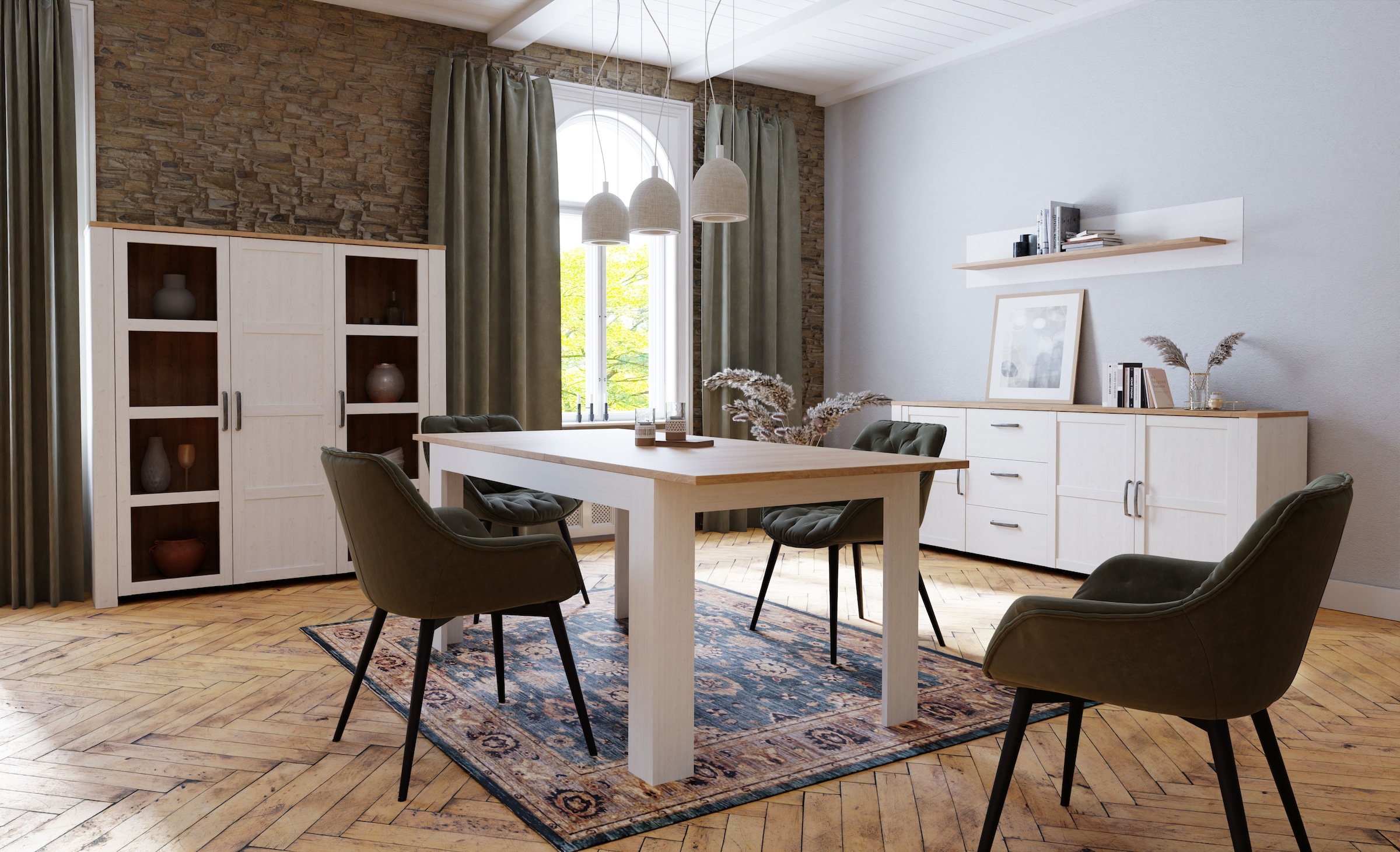 FORTE Sideboard »Bohol, großes Sideboard,Breite 2,20 mtr. Soft-Close, Stauraum« B/H/T 220,8/87/42cm, 3 Türen, 3 SK