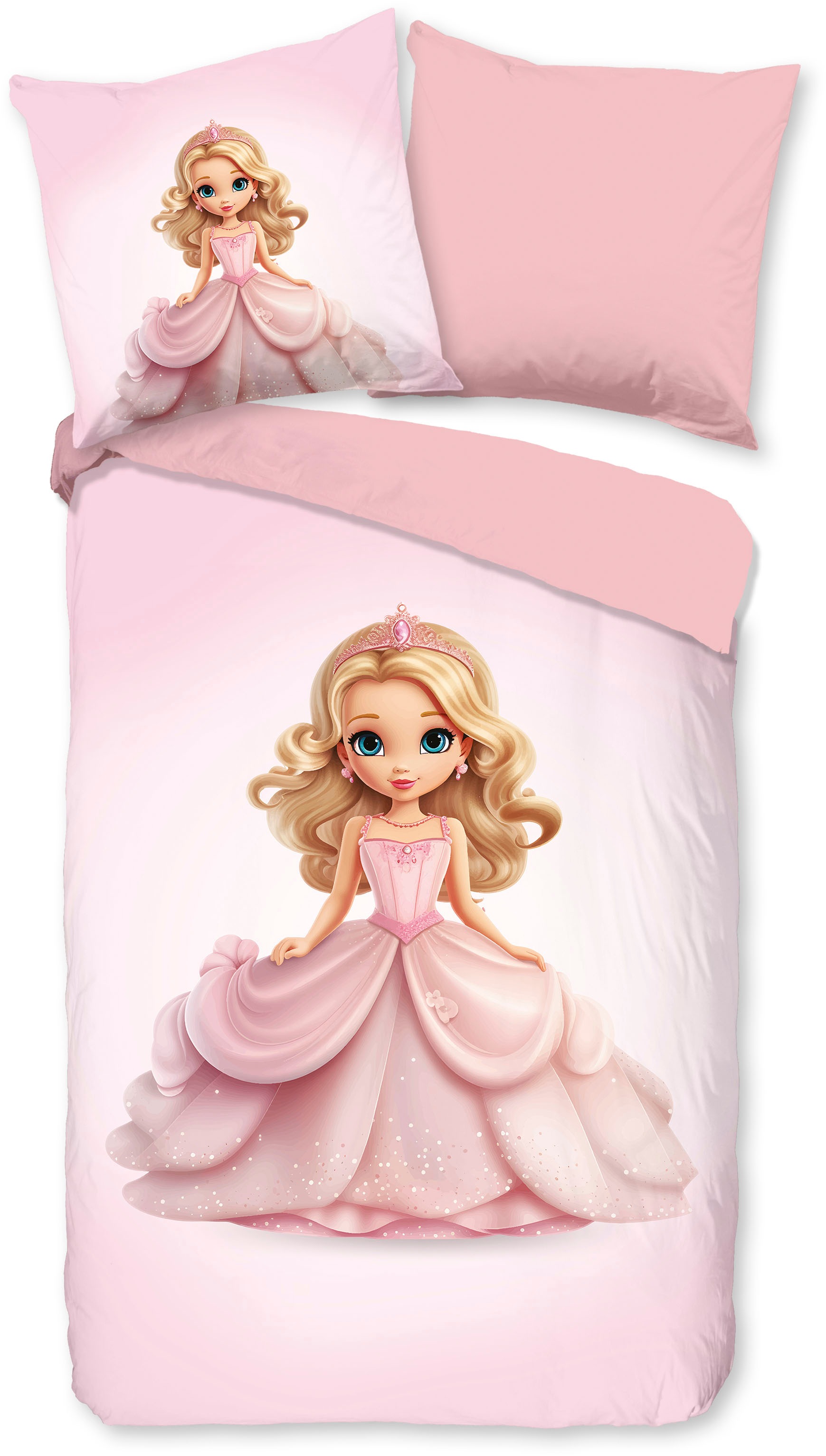 PURE luxury collection Kinderbettwäsche »Bellas«, Mikrofaser, 135x200, 2 Teilig, Wendeoptik, Kind, Mädchen, Prinzessin