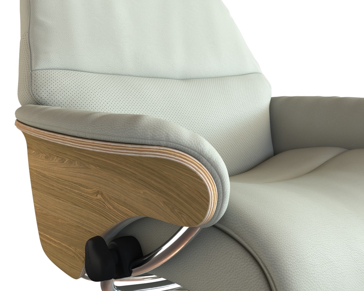 FLEXLUX Relaxsessel »Aarhus, Funktionsessel, Polstersessel, Armlehne, TV-Fernsehsessel,«, Relaxfunktion & Kopf- Rückenverstellung, Armlehne Eiche, Fuß Alu