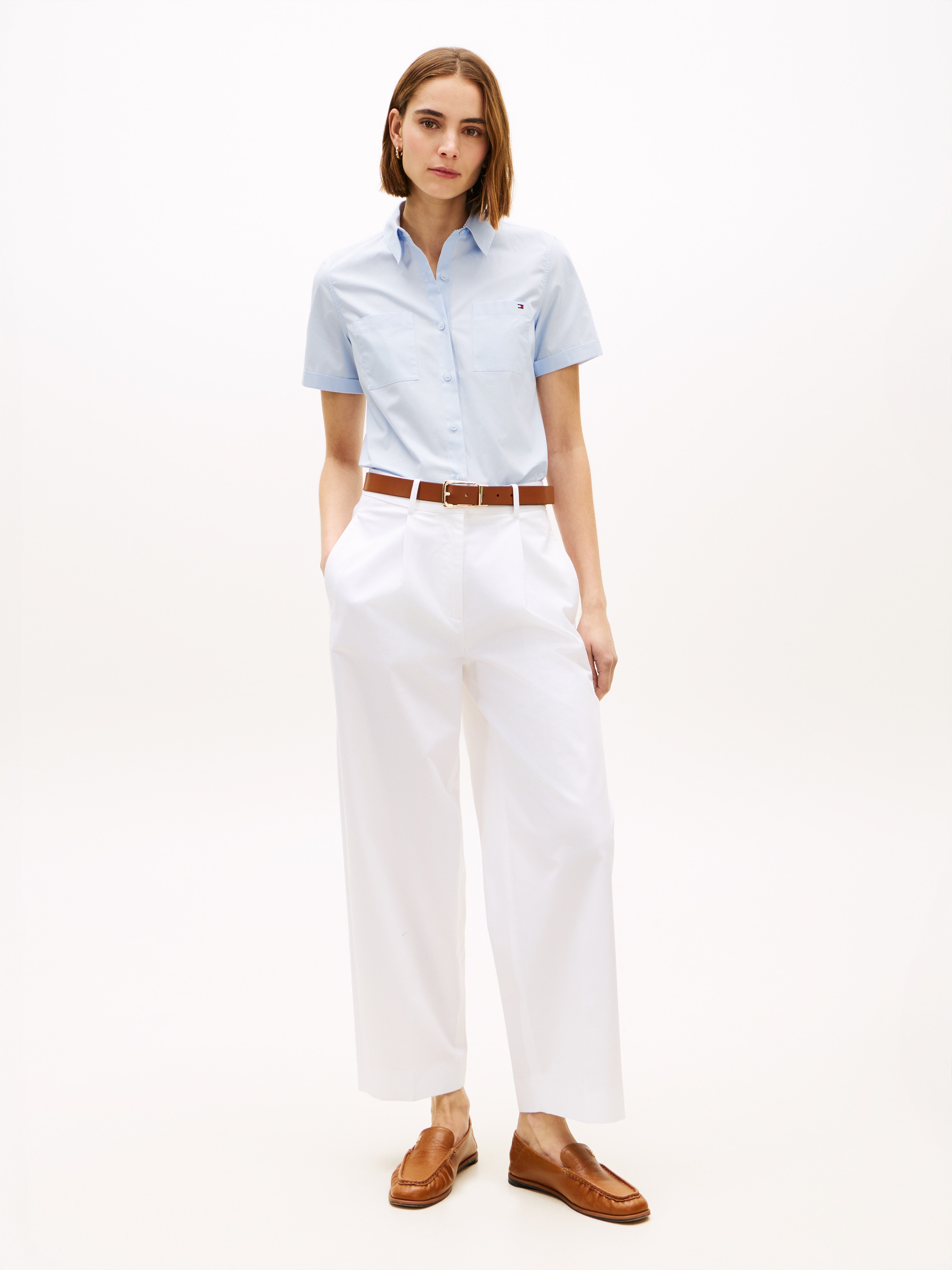 Tommy Hilfiger Chinohose »COTTON BARREL PLEATED CHINO«  Baumwollmix, Mid Rise, Tapered