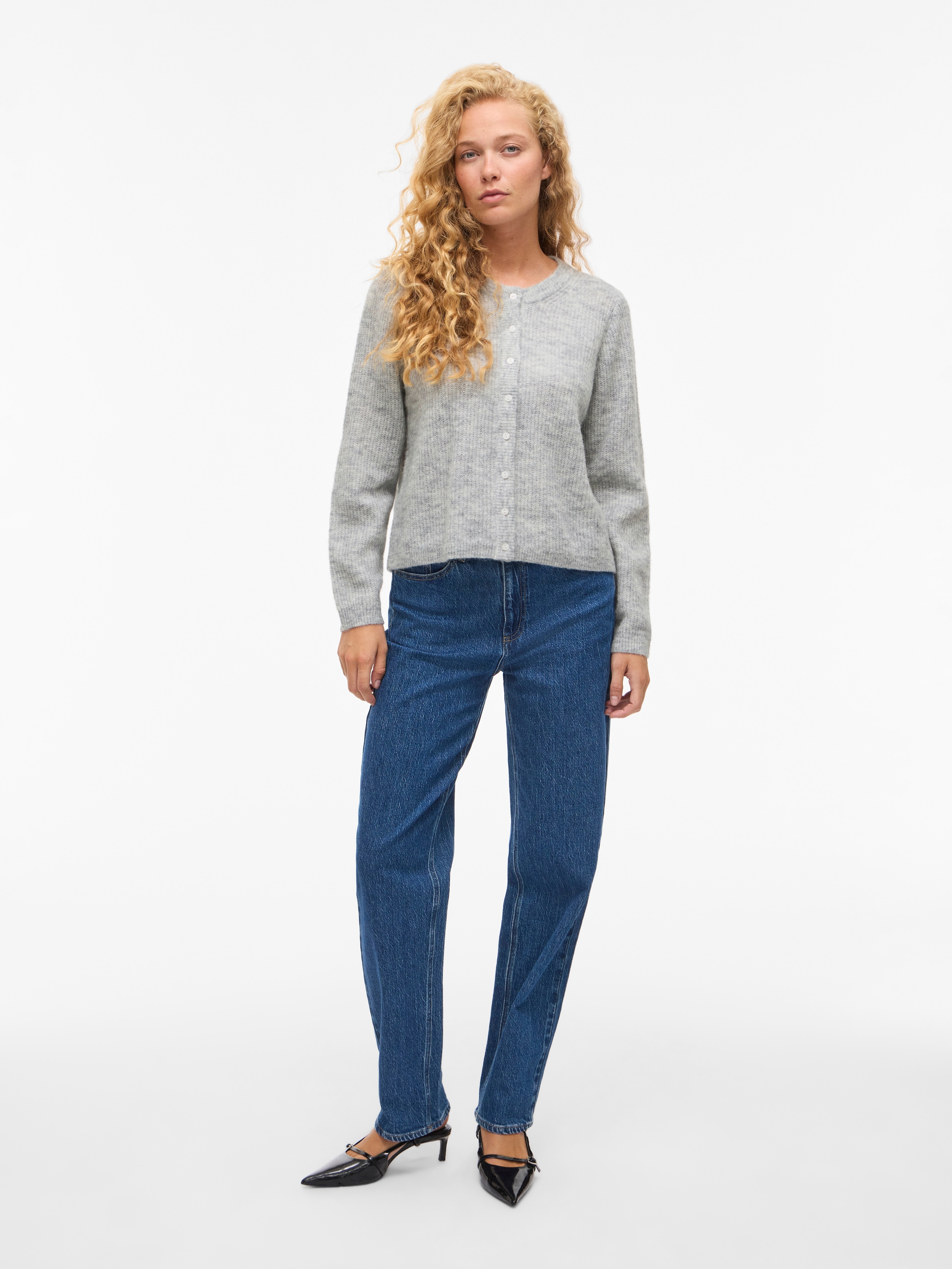 Vila Strickjacke »VILORY O-NECK L/S KNIT CARDIGAN-NOOS« Materialmix, regular fit