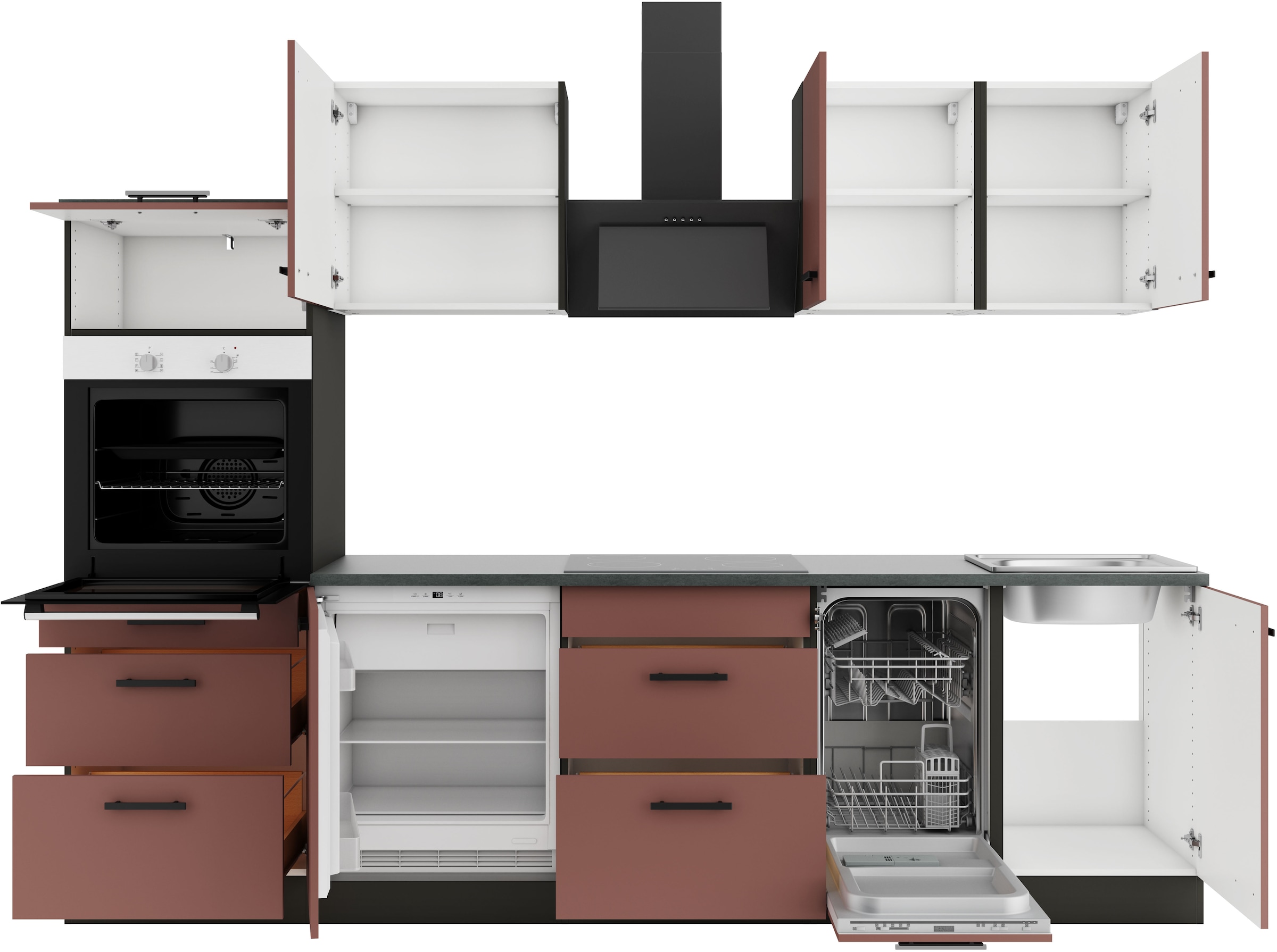 OPTIFIT Küchenzeile »Palma«, Breite 270 cm, wahlweise mit E-Geräten, seitenverkehrt stellbar