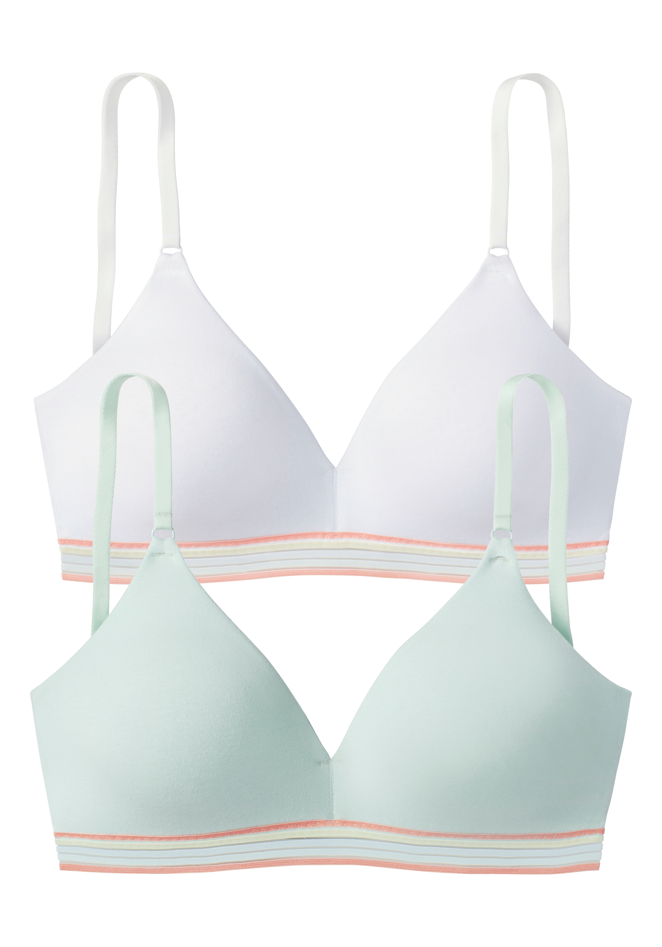 petite fleur by Lascana Bralette-BH », BH ohne Bügel, bügelloser BH, Bralette, Soft-BH, Baumwoll-BH« Packung,  mit gestreiftem Unterbrustgummi in Pastellfarben, bequemer BH