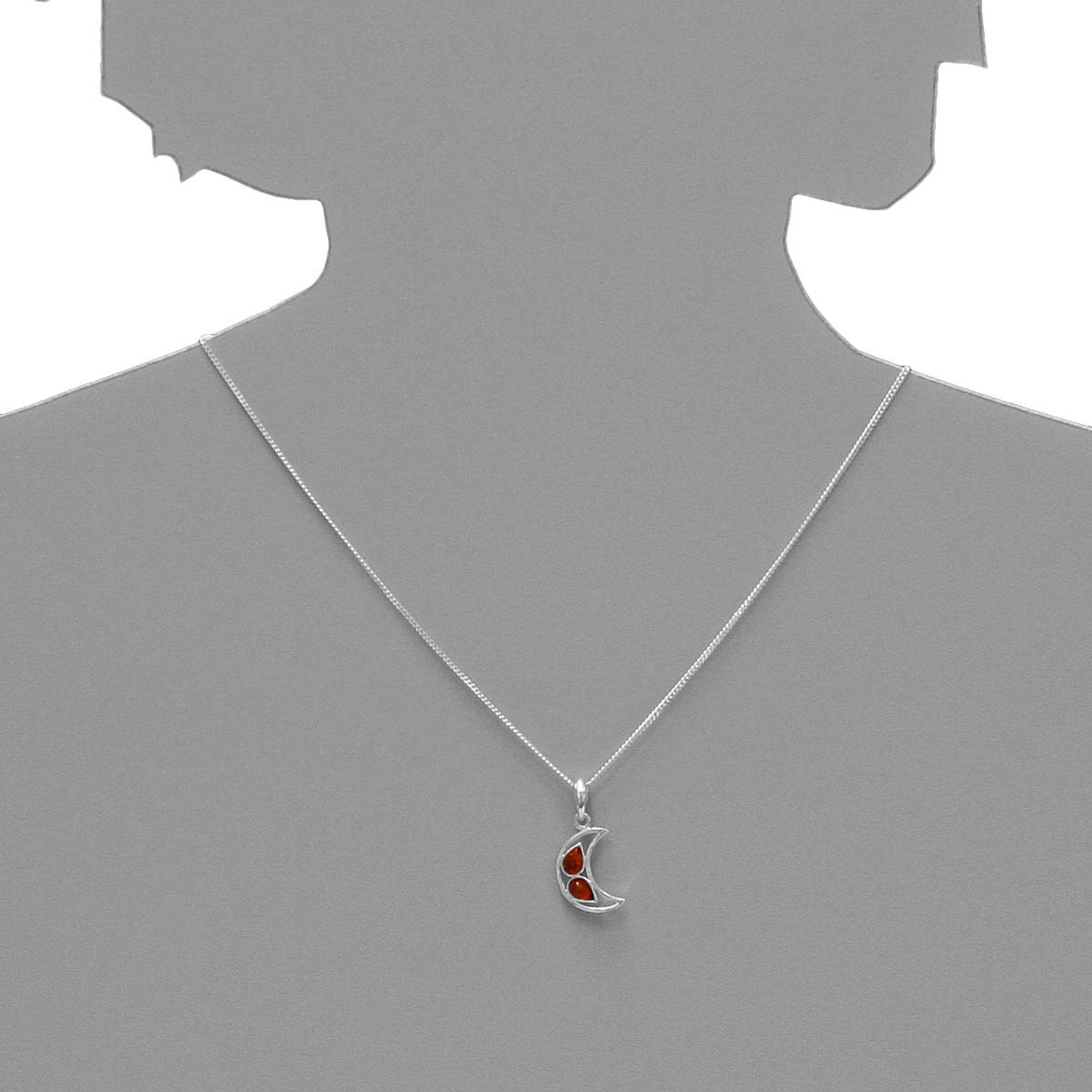 OSTSEE-SCHMUCK Kette mit Anhänger »- Mond - Silber 925/000 - Bernstein«