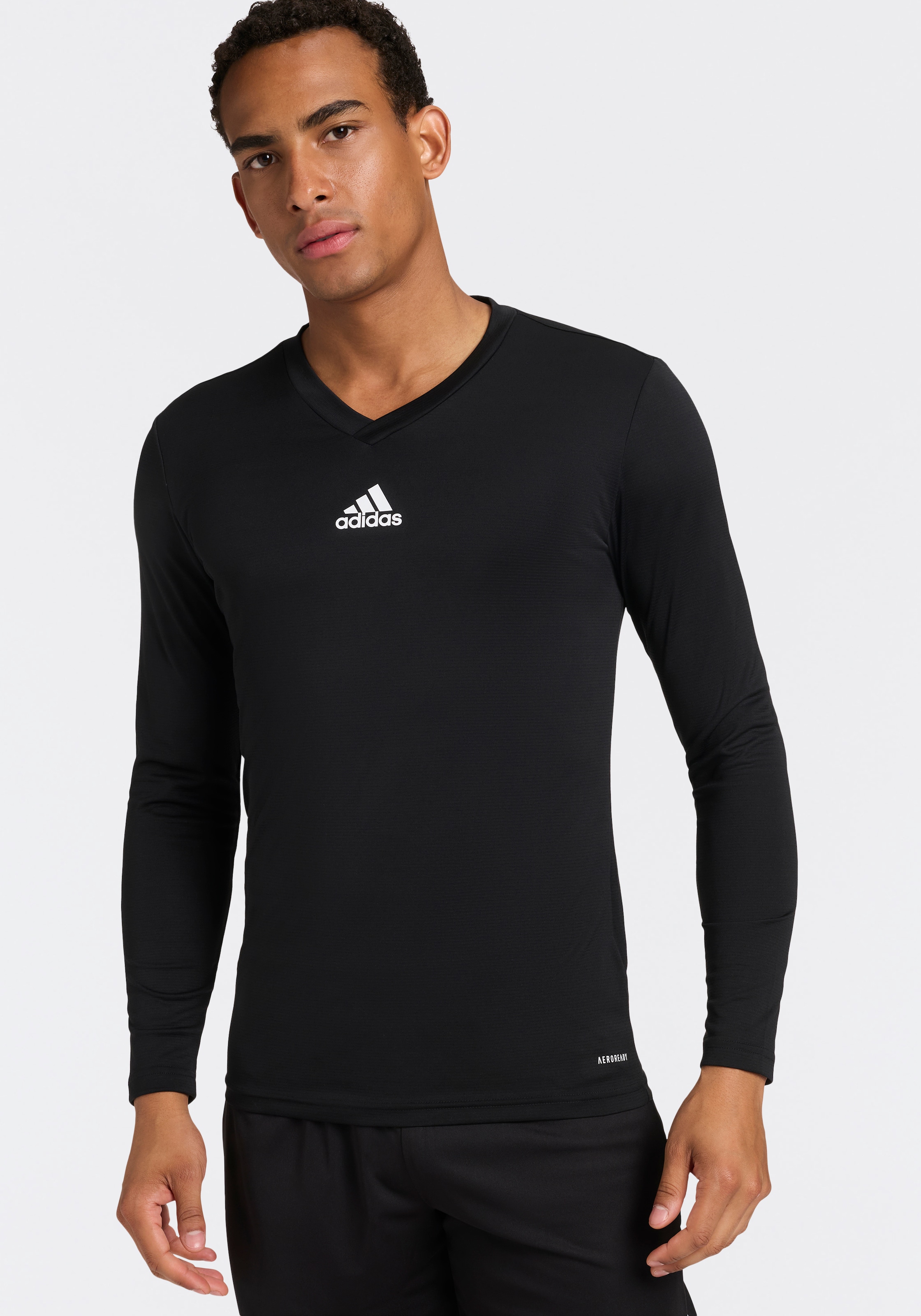 adidas Performance Langarmshirt »TEAM BASE LONGSLEEVE« mit V-Ausschnitt, ohne Verschluss, gerader Abschluss