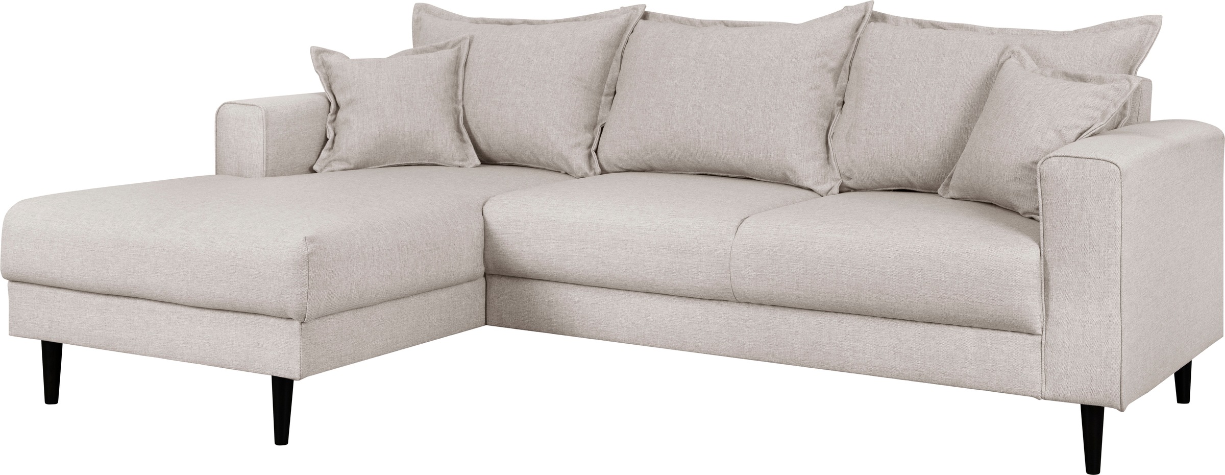 Home affaire Ecksofa »VEYRAS L-Form, hoher Sitzkomfort, Maße B/T/H: 230/150/76 cm«, mit Wellenunterfederung, incl. Rückenkissen und Zierkissen