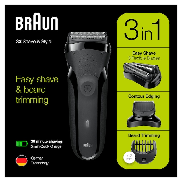 Braun Elektrorasierer »Series 3 Shave&Style 300BT«, 5 St. Aufsätze jetzt  bestellen bei OTTO