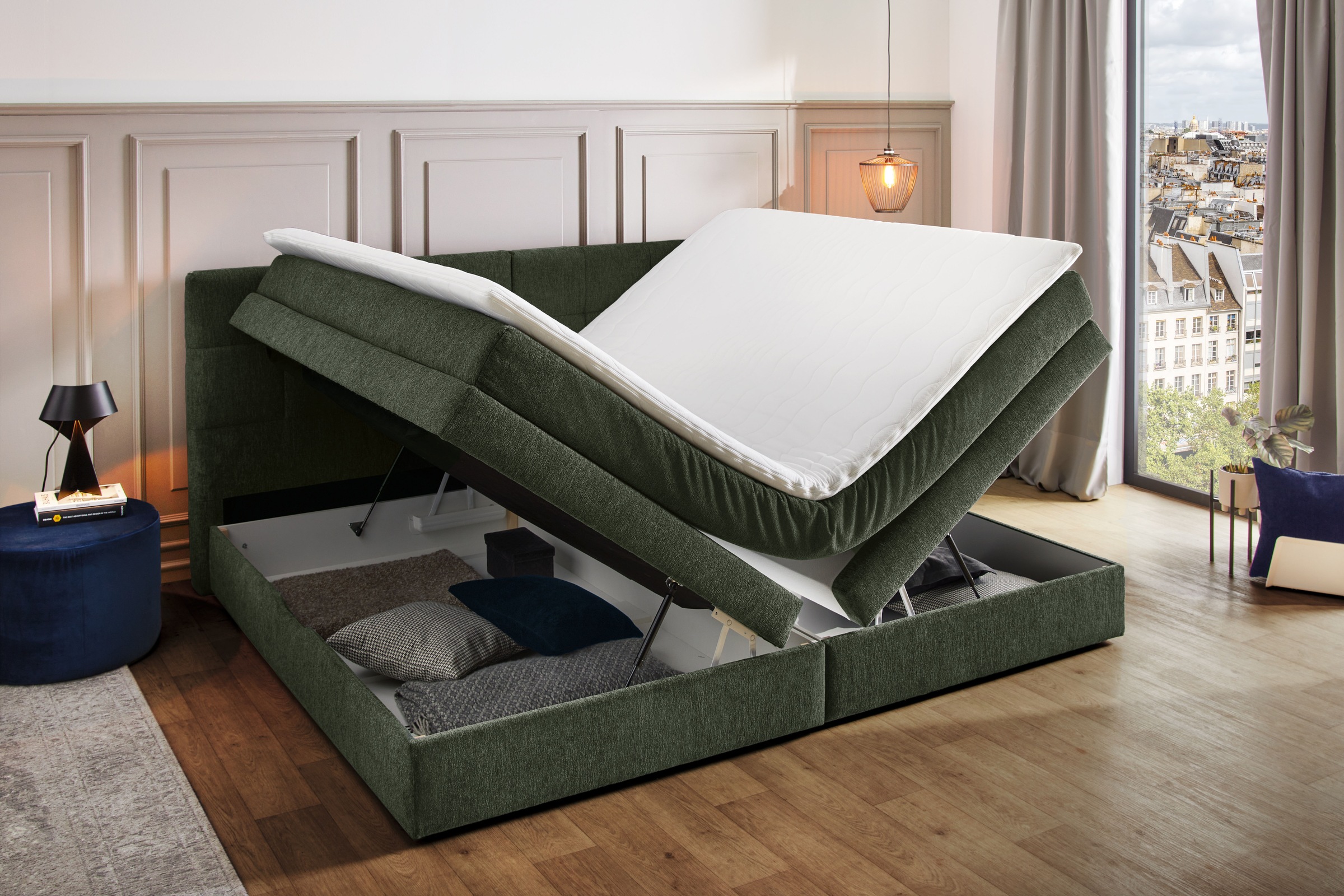 Jockenhöfer Gruppe Boxspringbett »Casa Grande in der Breite 240cm, Familienbett mit riesigem Bettkasten«, 7-Zonen-TTFK-Matratze, KS-Topper, verschiedene Härtegrade wählbar