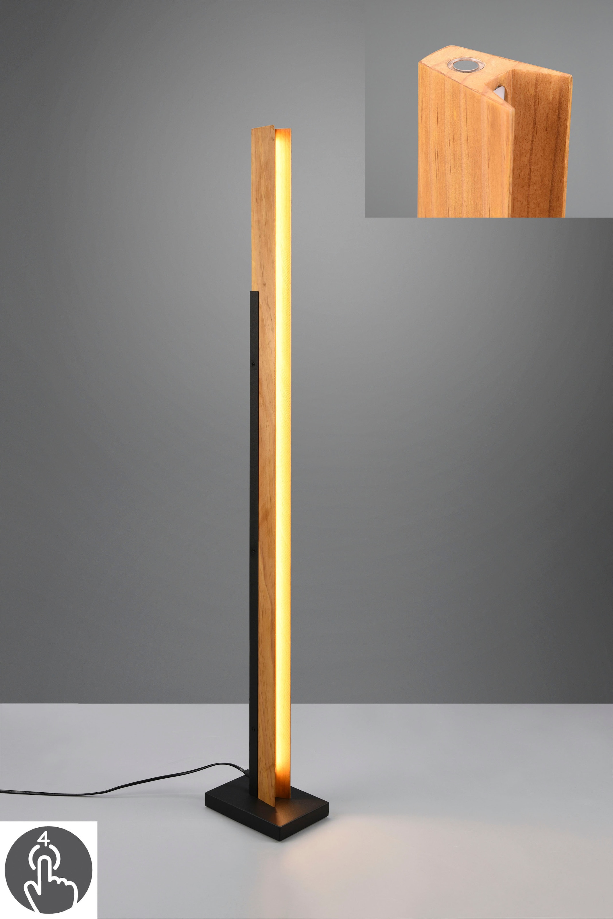 Stehlampe 1950 LED warmweiß, LED OTTO TRIO »Kerala«, 120cm, Höhe online Stehleuchte flammig-flammig, kaufen bei Leuchten Wohnzimmer Touchdimmer, Lm 1