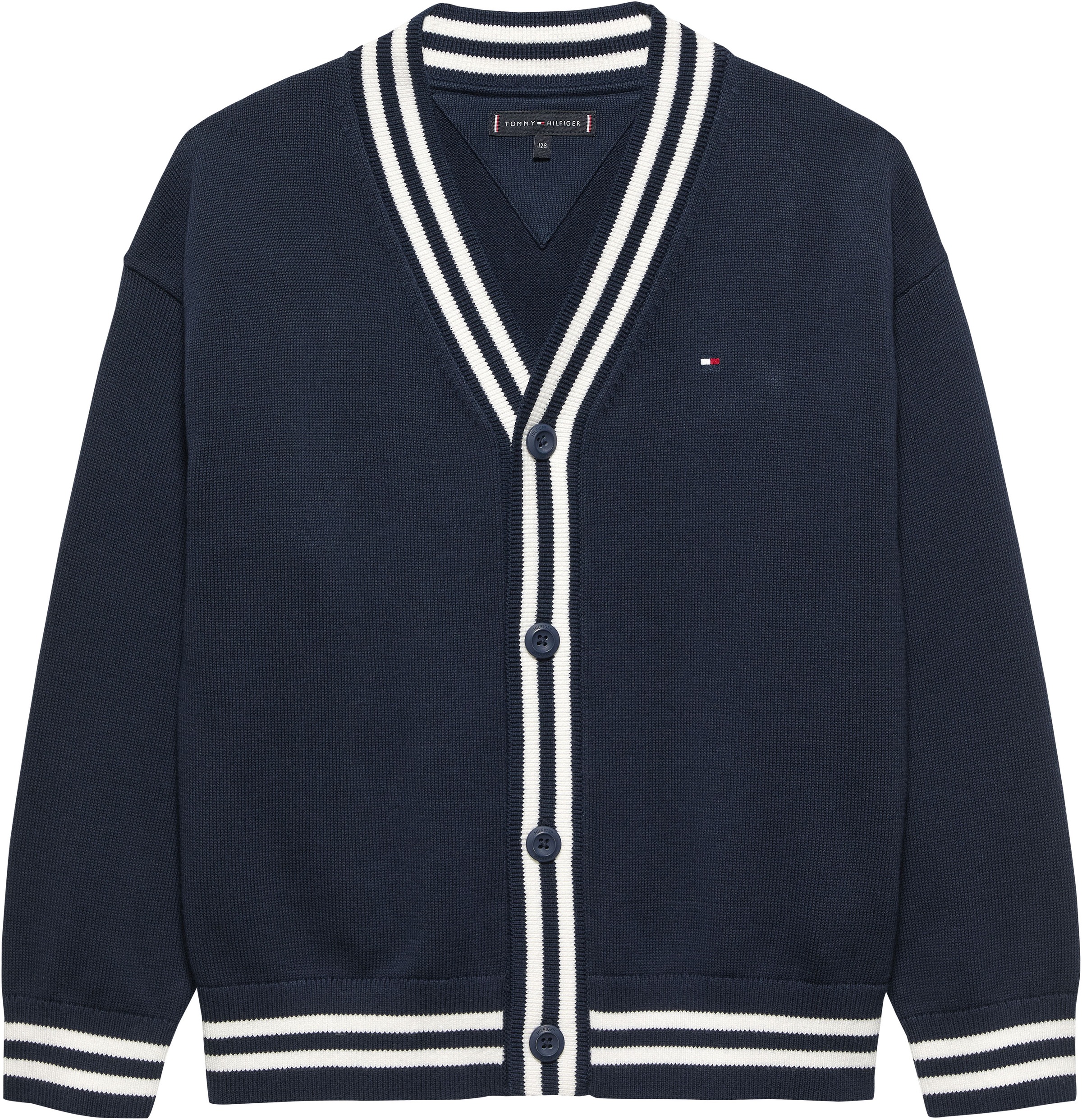 Tommy Hilfiger Strickjacke »VARSITY RIB V-NECK CARDIGAN« Kinder bis 16 Jahre, regular fit