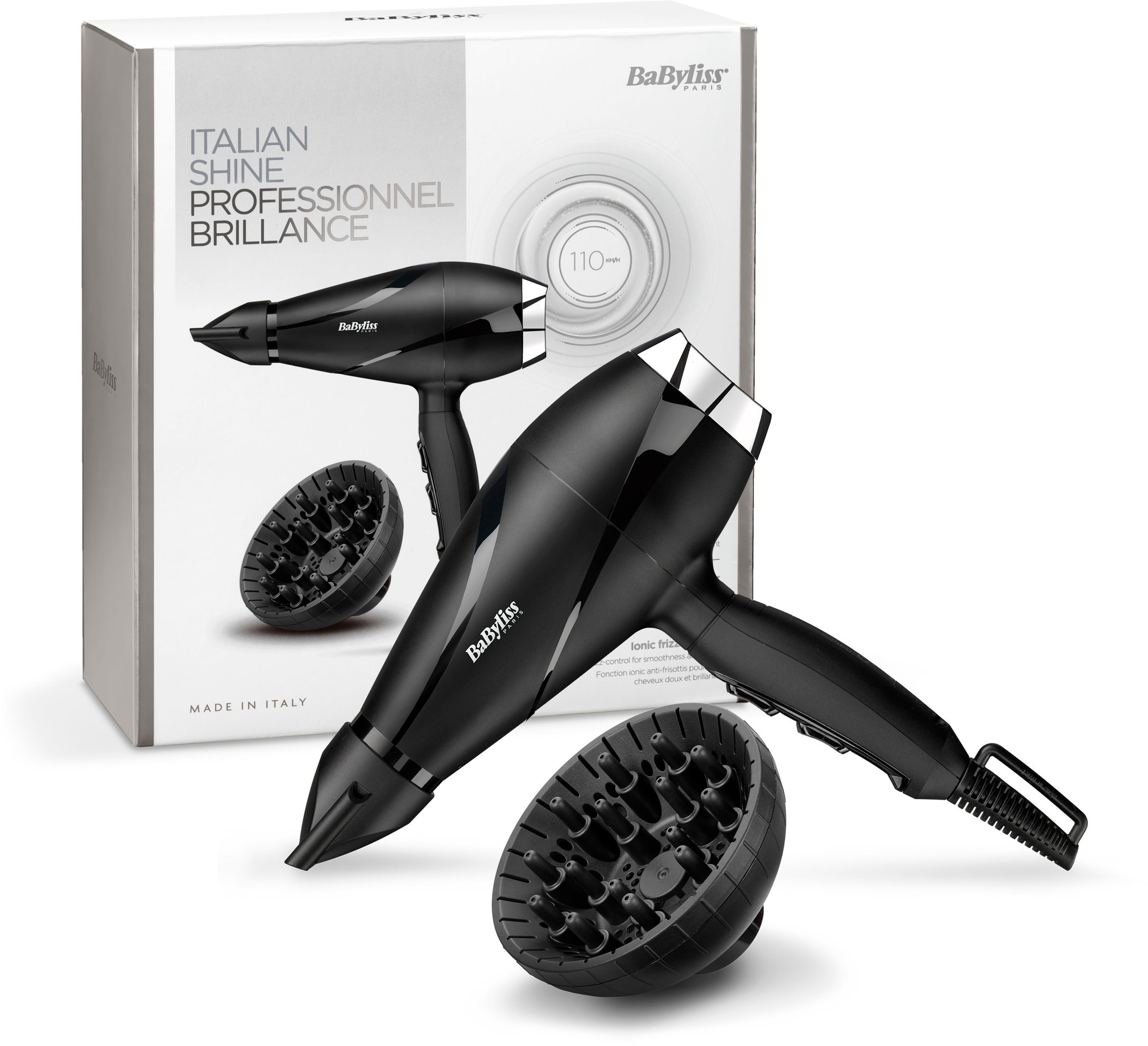 Babyliss Ionic-Haartrockner »6713DE Pro Shine« 2.200 W 2 Aufsätze AC Haartrockner mit Diffusor in schwarz