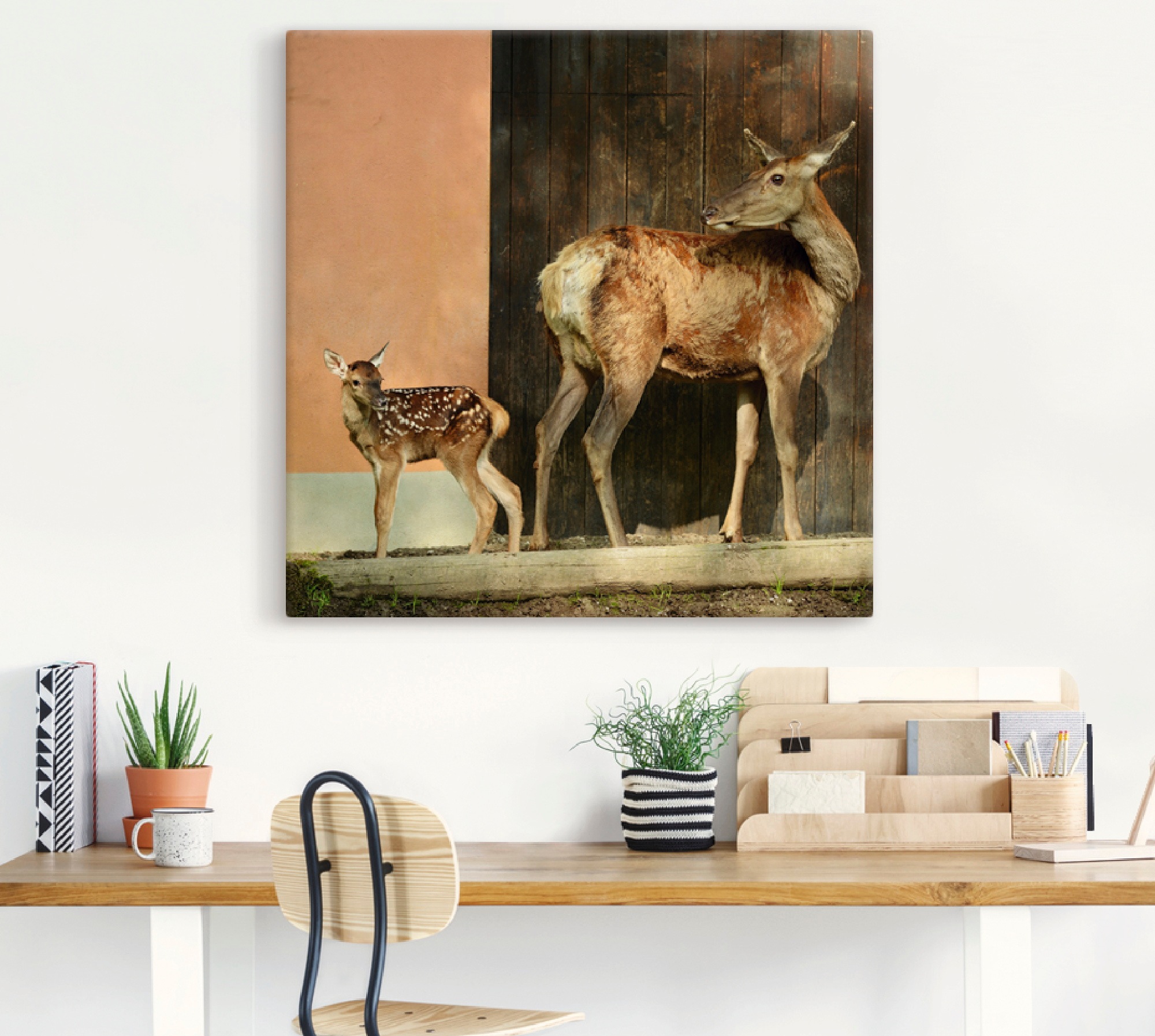 Artland Wandbild »Reh mit Kitz«, Wildtiere, (1 St.), als Leinwandbild, Wandaufkleber oder Poster in versch. Größen