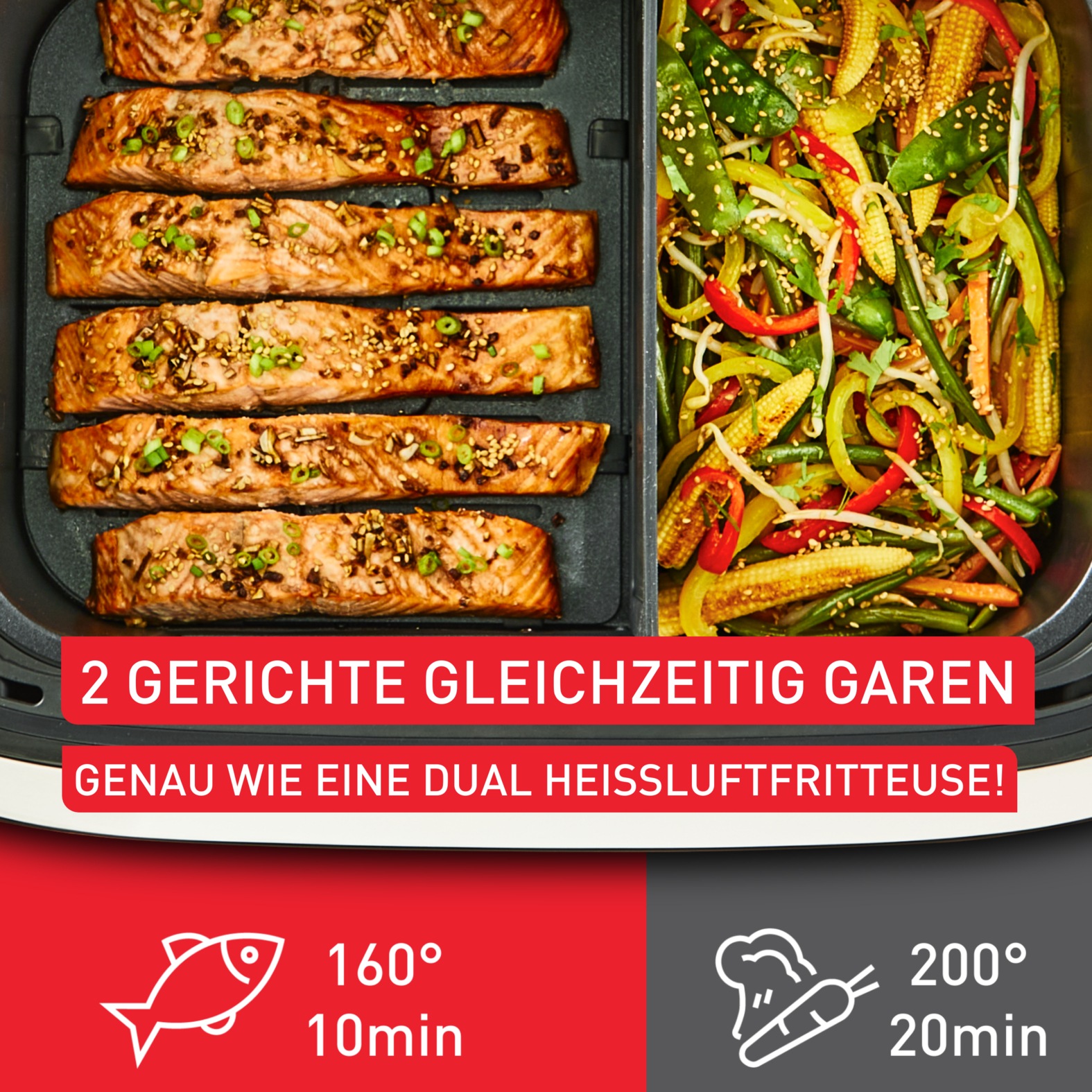 Tefal Heißluftfritteuse »EY9228 Easy Fry Flex«, 2700 W, 7 voreingestellte Programme, zeit- und energiesparend, EY9228